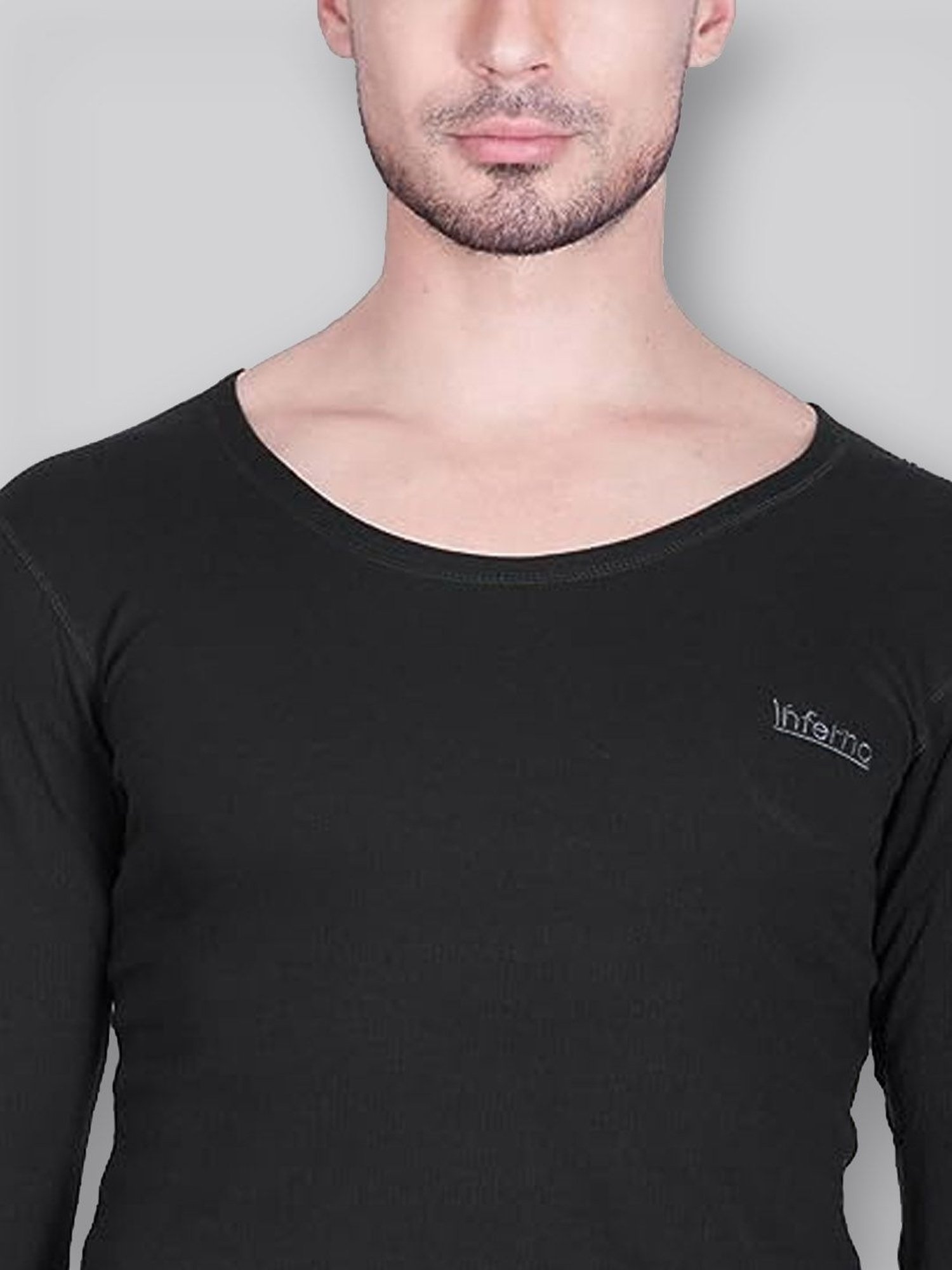 LUX Inferno Black Skinny Fit Striped Thermal Top