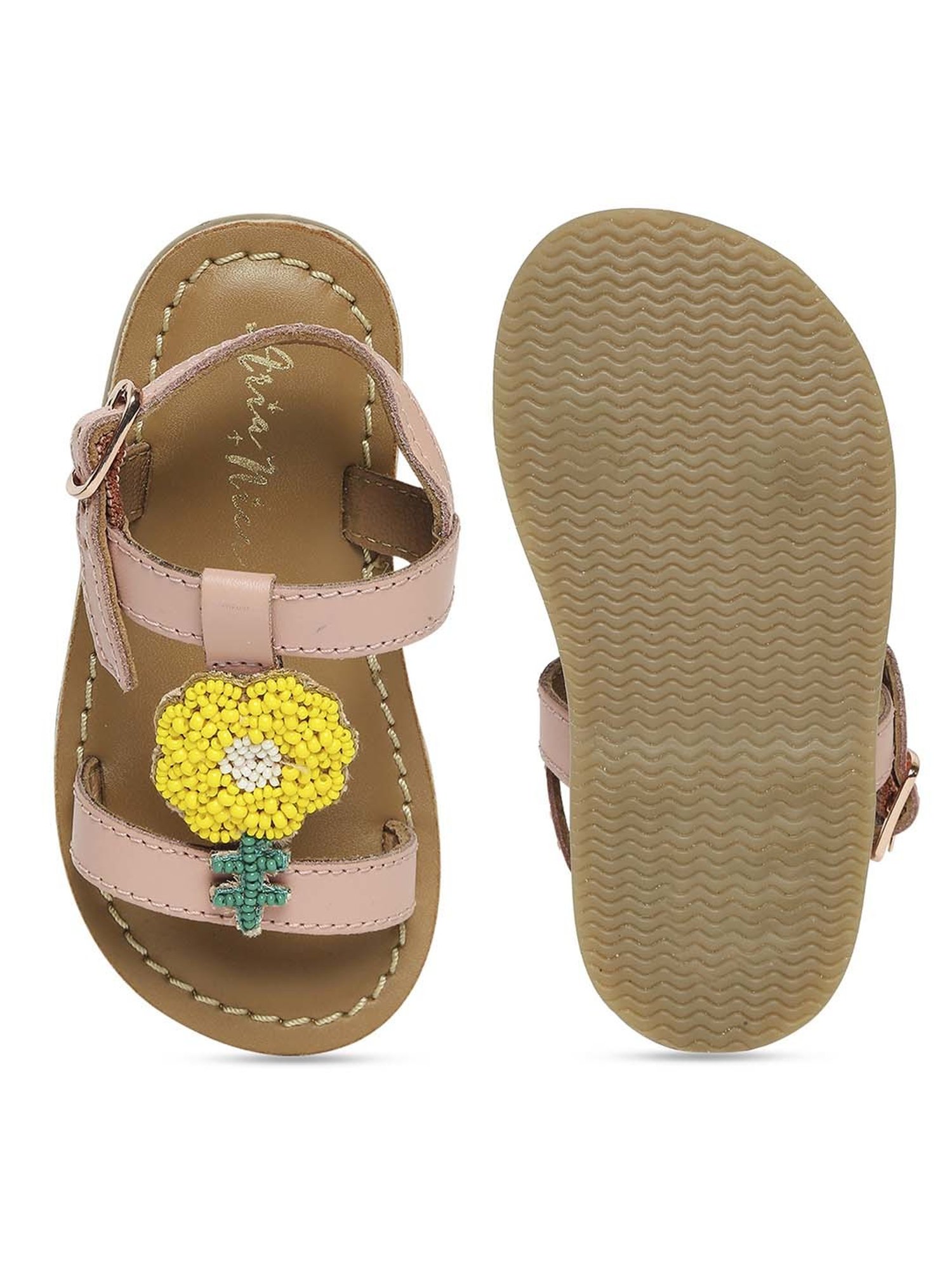 Aria Nica Kids Flower Pink & Brown Casual Sandals