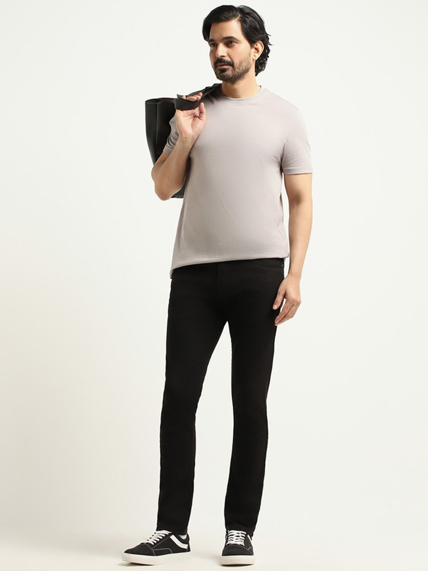 WES Casuals by Westside Light Grey Slim Fit T-Shirt