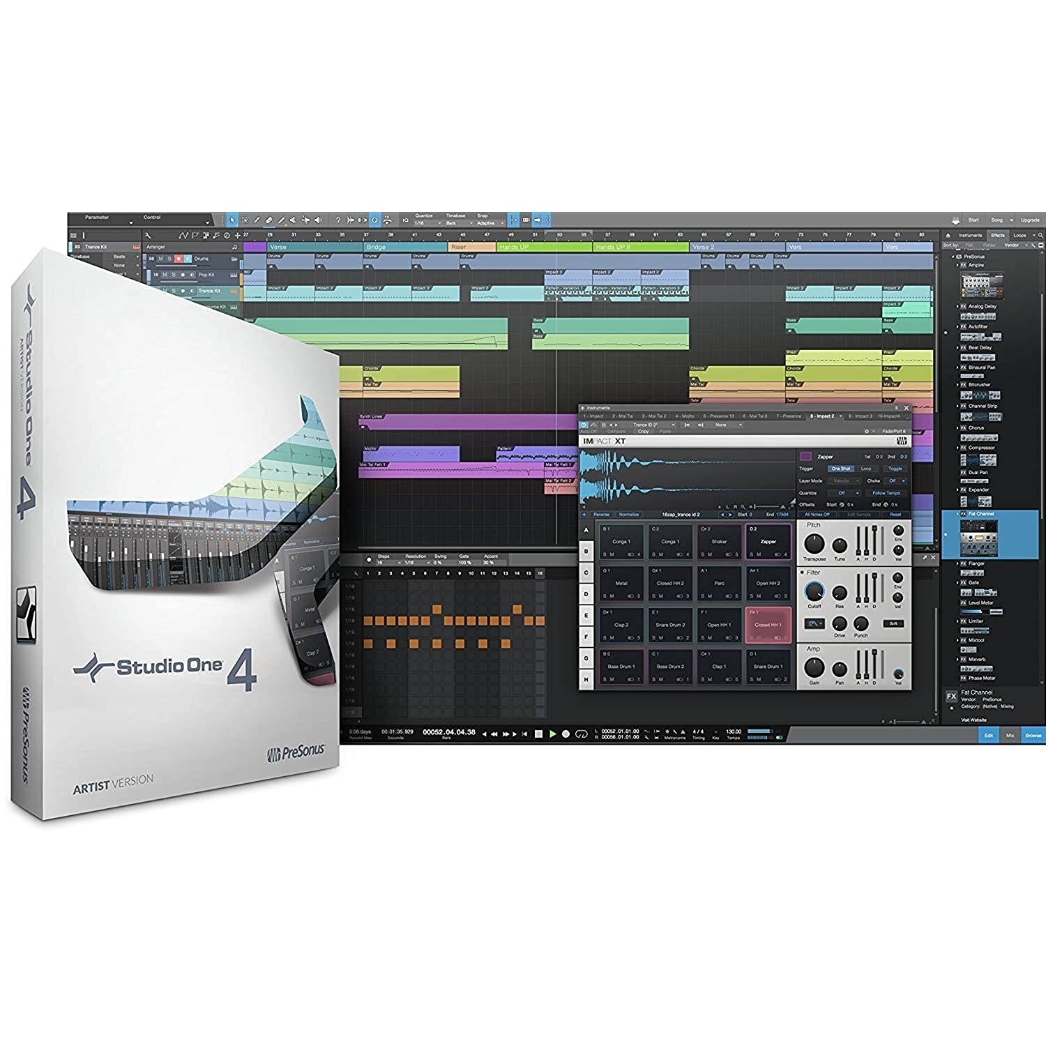 Presonus AudioBox 96 Audio Interface Full Studio Bundle with Studio One Artist Software Pack w/Eris 5 Pair 2-Way Studio Monitors and 1/4&rdquo; TRS to TRS Instrument Cable