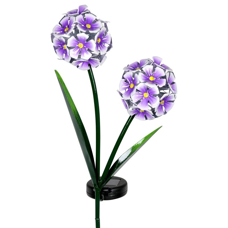 29.13" Metal Solar Double Hydrangea Stake Purple - Exhart
