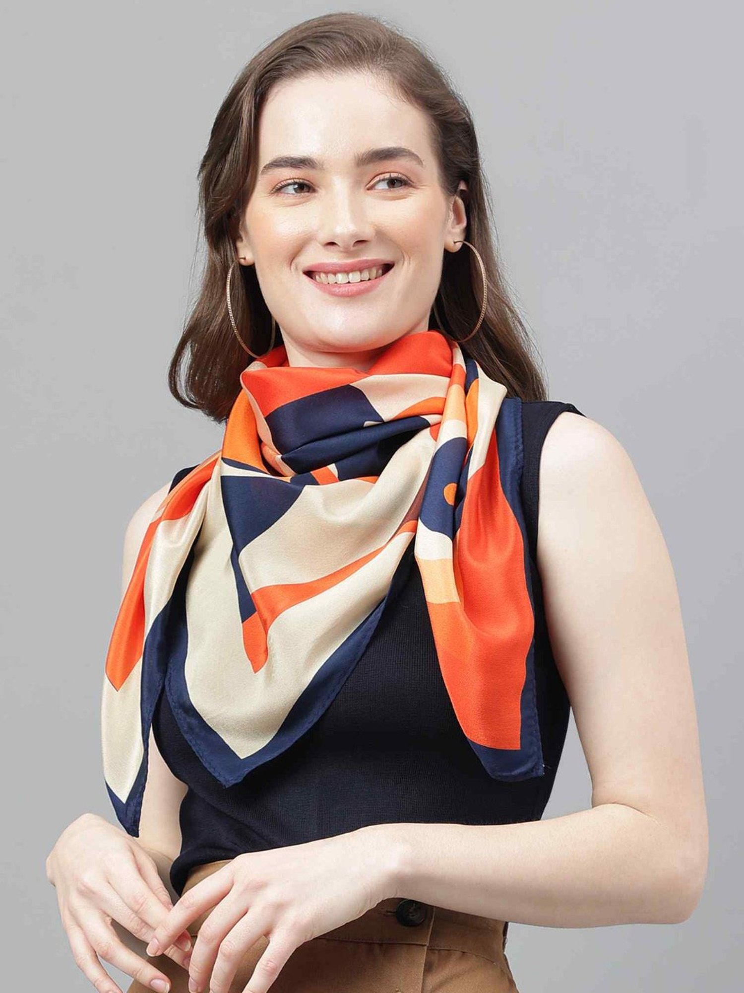 Tossido Multicolor Printed Scarf & Bag Scarf Set