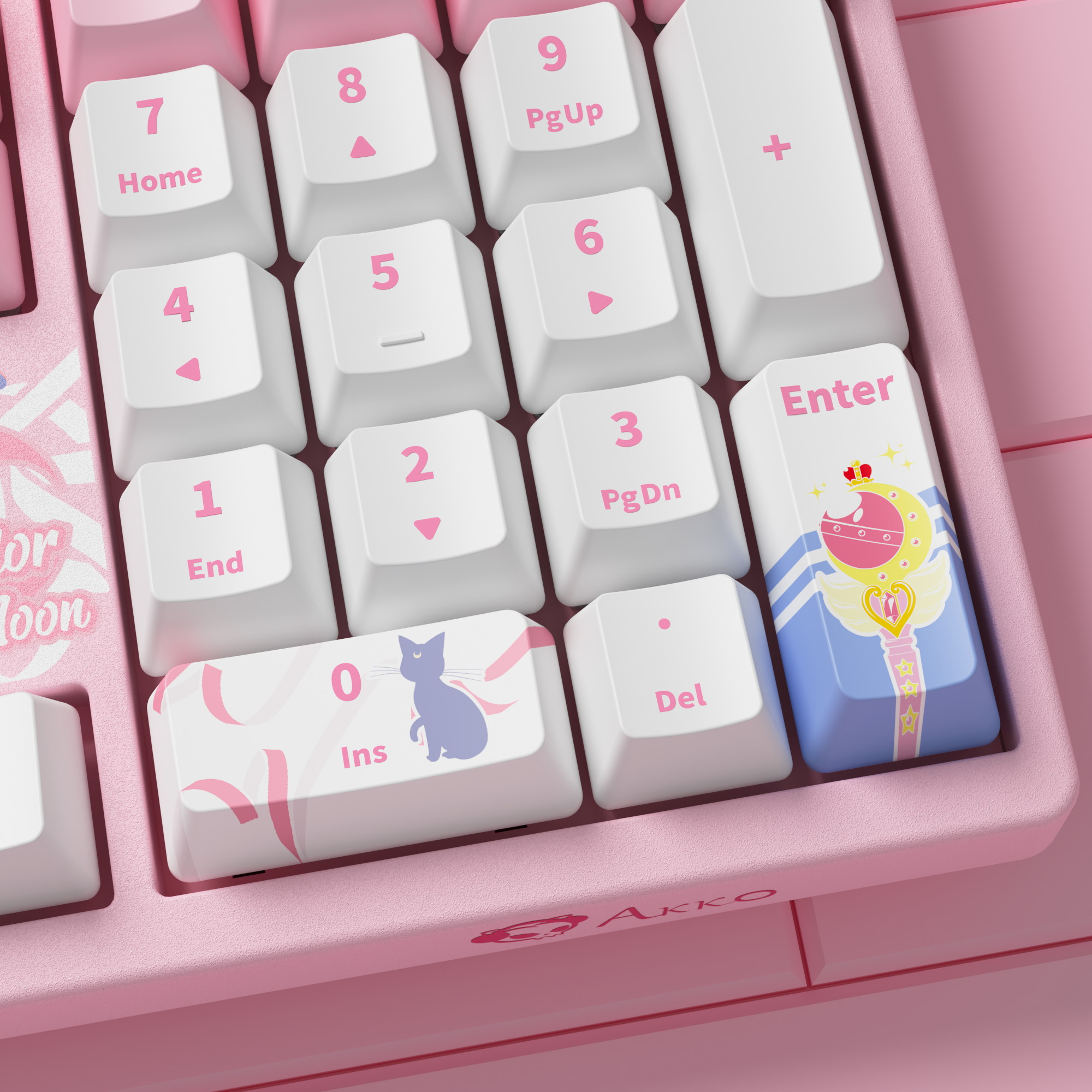 Akko 3108V2 Sailor Moon Gaming Mechanical Keyboard Pink Switch Double Shot Dye Sub PBT Keycaps NKRO Detachable USB Type-C Pink Cat Paw
