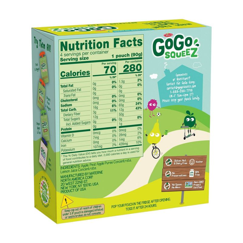 GoGo squeeZ Applesauce, Apple Pear - 3.2oz/4ct