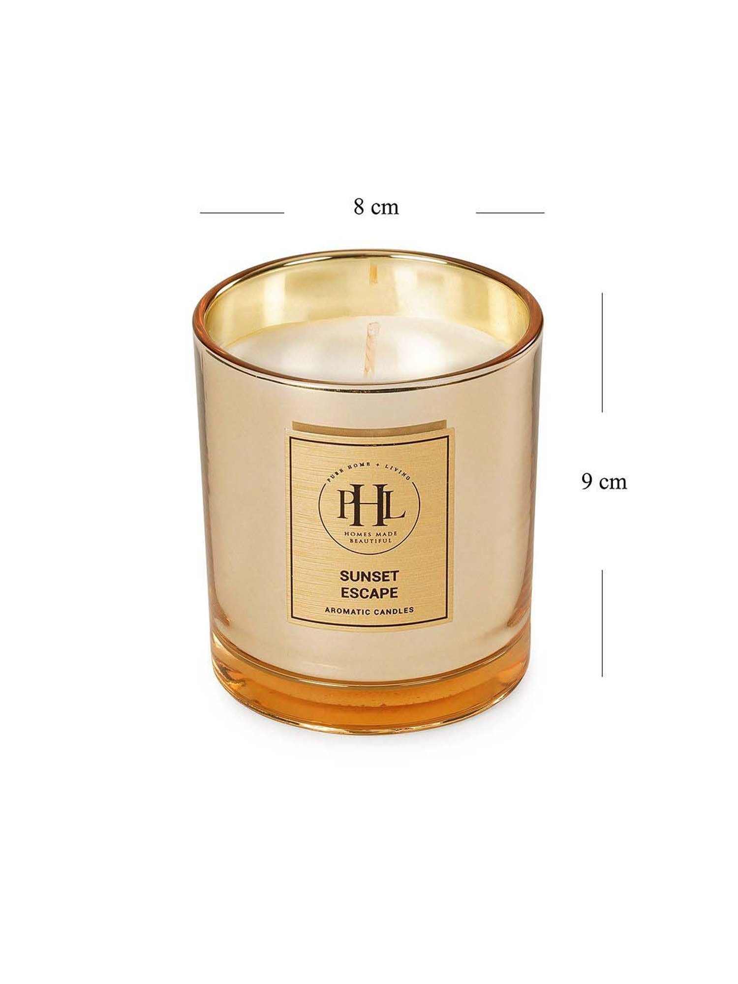 Pure Home and Living Gold Glass Sunset Escape Scented Wax Filled Jar Candle (120ml)