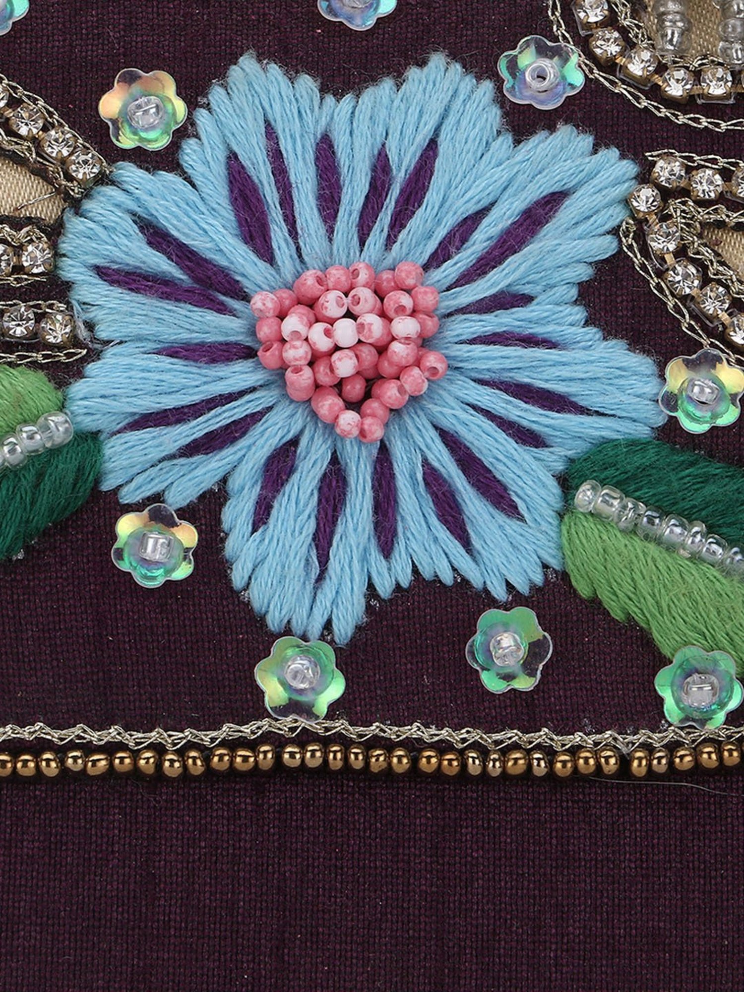 Spice Art Purple Embroidered Medium Clutch