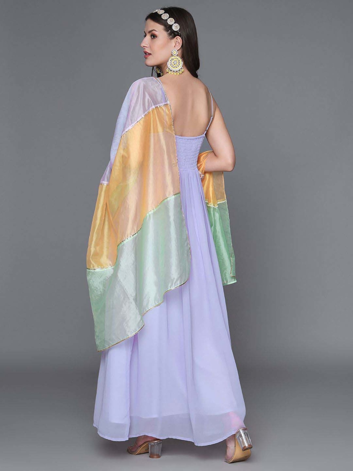 Heeposh Purple Embellished Dress With Dupatta