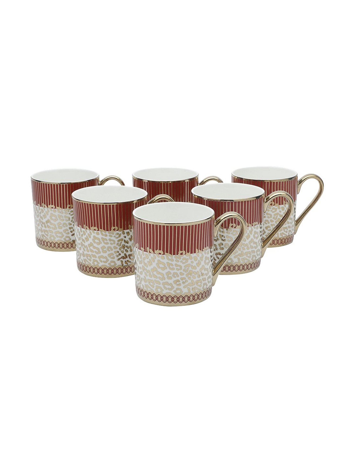 Clay Craft Multicolor Fine Ceramic Coffee Mugs Set of 6 - 210 ml each