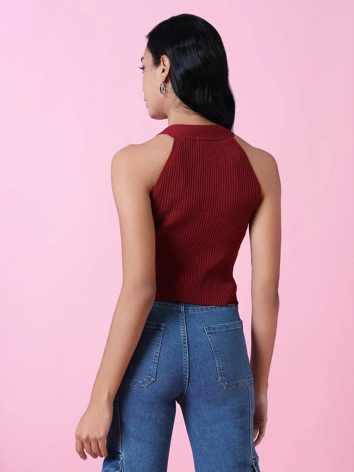 SHOWOFF Red Regular Fit Crop Top