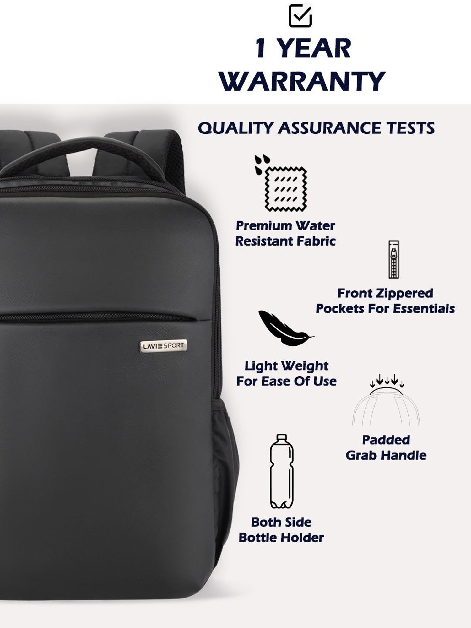 Lavie Sport Prodigy 22L Laptop Unisex Backpack For Men & Women Backpack for Girls & Boys (Black)