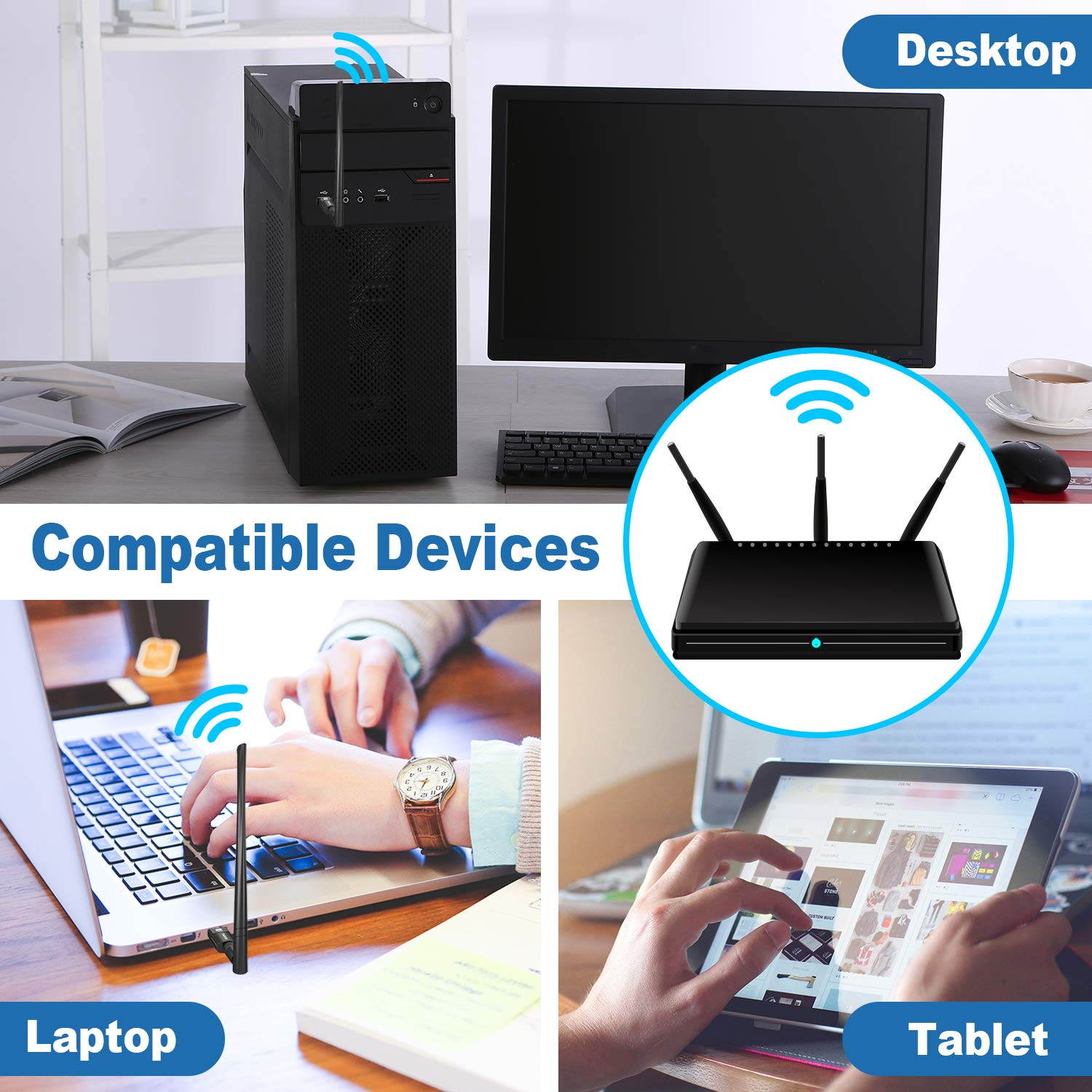 High Performance USB WiFi Adapter 1200Mbps, USB 3.0 Wireless Network WiFi Dongle with 5dBi Antenna for Desktop Laptop PC Mac,Dual Band 2.4G/5G 802.11ac,Support Windows 10/8/8.1/7/Vista/XP, Mac OS