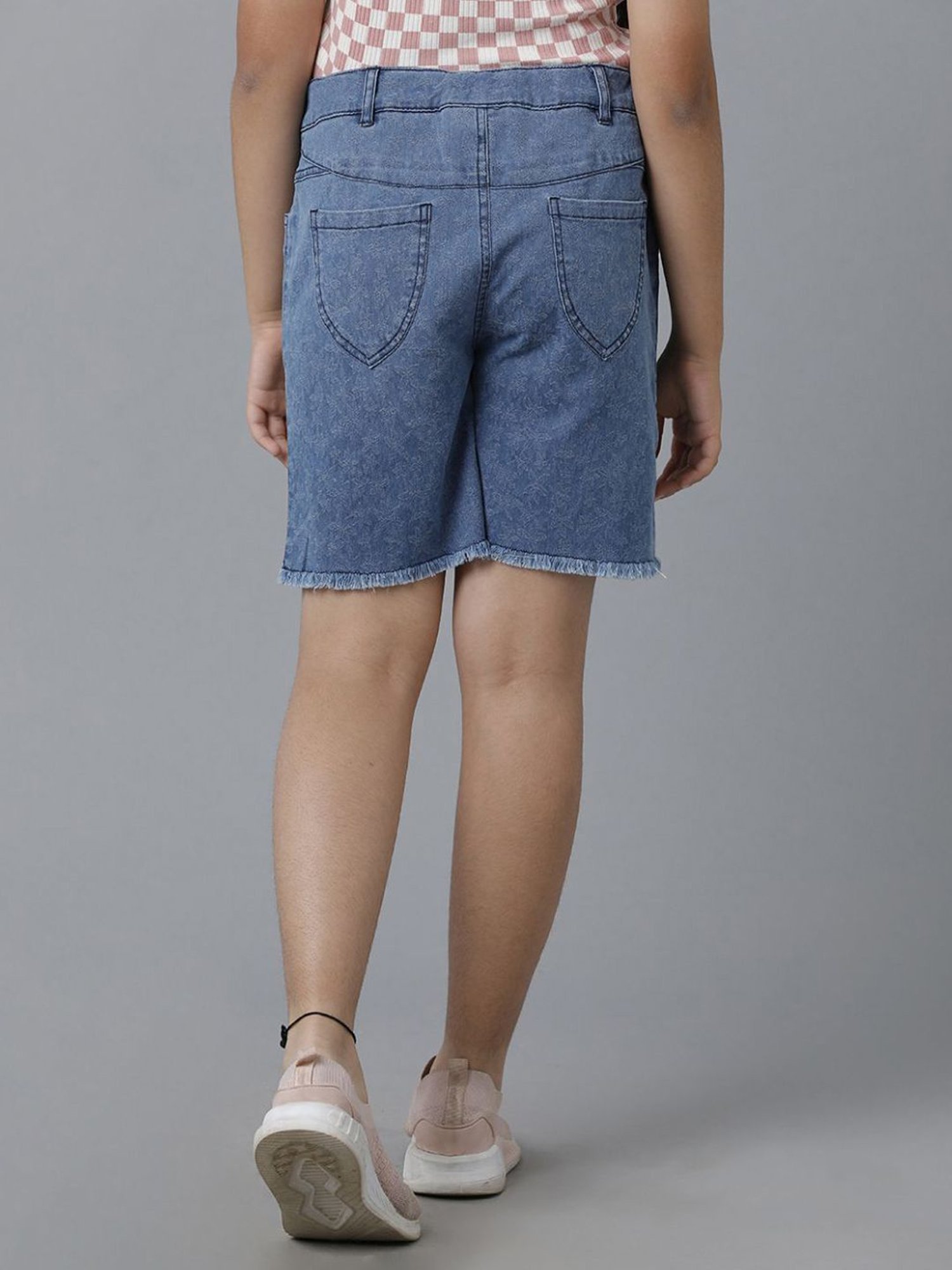 Under Fourteen Only Kids Blue Cotton Floral Print Shorts