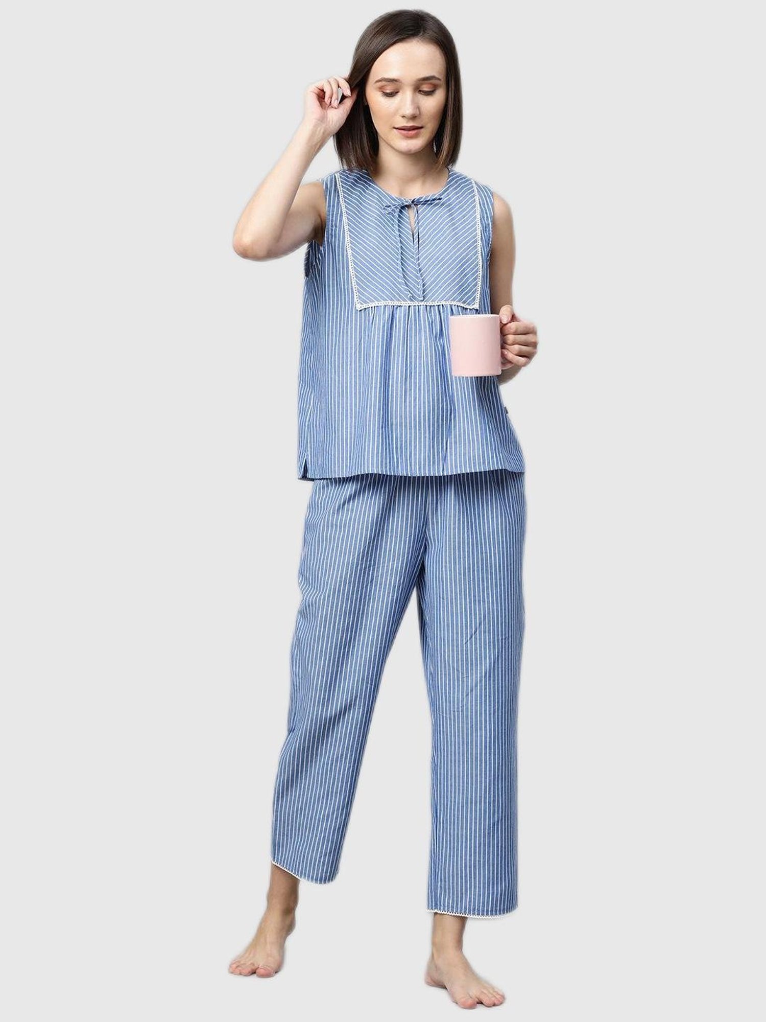 Chemistry Blue Striped Pajama Set
