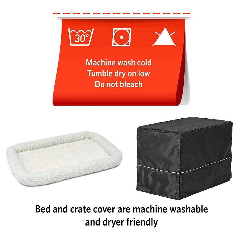 MidWest Homes For Pets iCrate Medium Sized Dog, Puppy, Cat, and Pet Crate/Kennel Kit with Cover, Fleece Bed, 2 Food/Water Bowls, and Drop Pan, Black