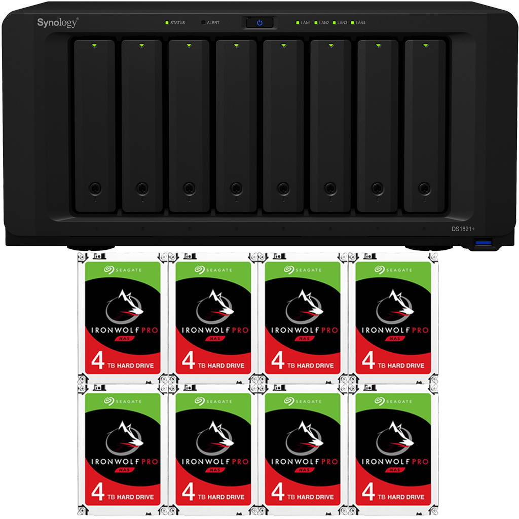 Synology DS1821+ DiskStation with 4GB RAM and 96TB (8 x 12TB) of Seagate Ironwolf PRO NAS Drives Fully Assembled and Tested By CustomTechSales