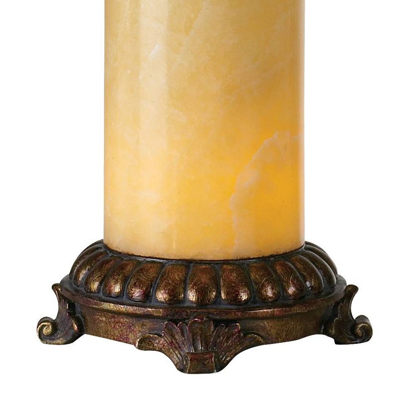 Barnes and Ivy Traditional Table Lamp with Nightlight Bronze Onyx Column Off White Bell Shade for Living Room Family Bedroom