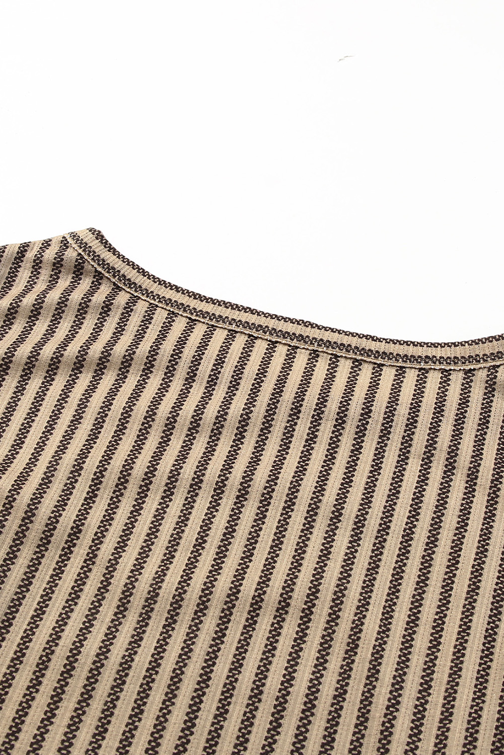 Khaki Striped Print Ruffle Casual Summer Top