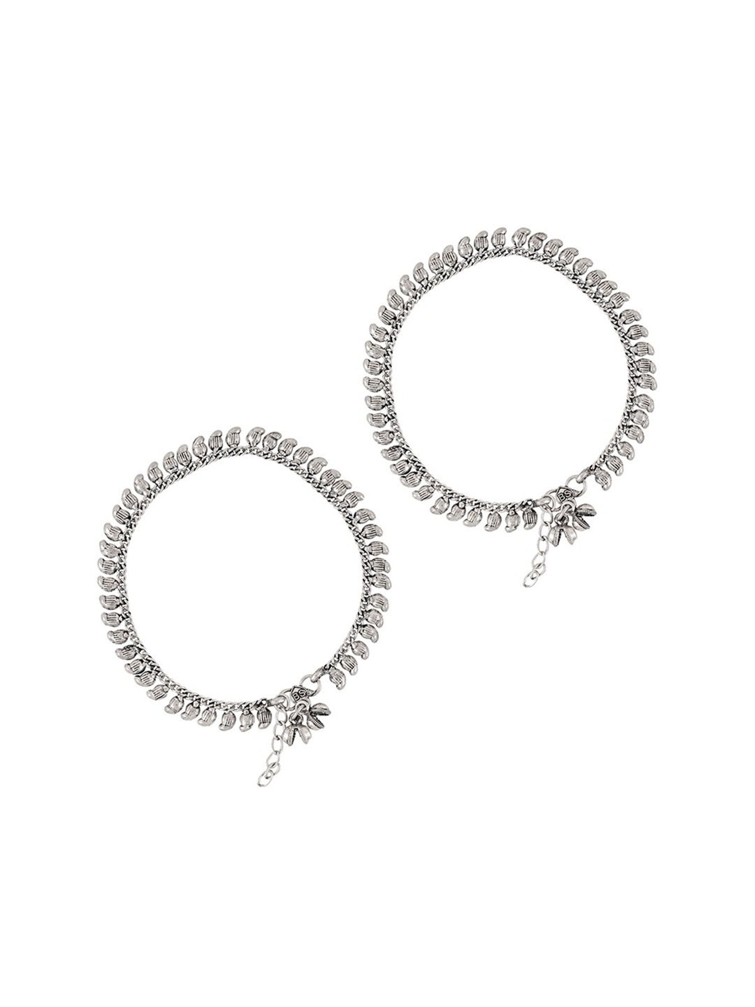 Teejh Manthara Silver Oxidized Ghungroo Pair of Anklet