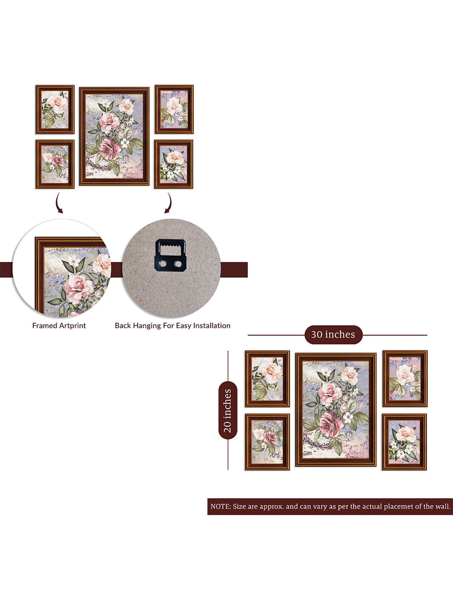 Art Street Printed Brown Engineered Wood Photo Frames (Set of 5)