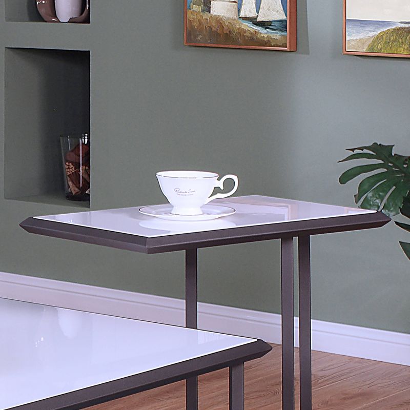 Inlissa 2 Open Shelf Console Table Gun Metal/White High Gloss - miBasics