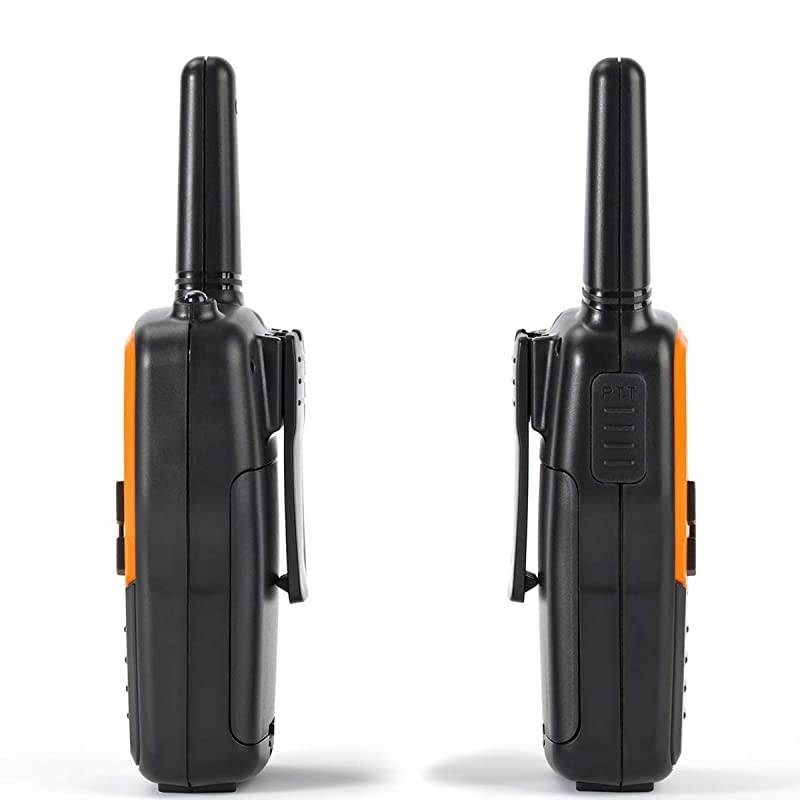 RV7 Walkie Talkies for Adults Long Range 4 Pack 2Way Radios Up to 5 Miles Range in Open Field 22 Channel FRSGMRS Walkie Talkies UHF Handheld Walky Talky BlackOrange