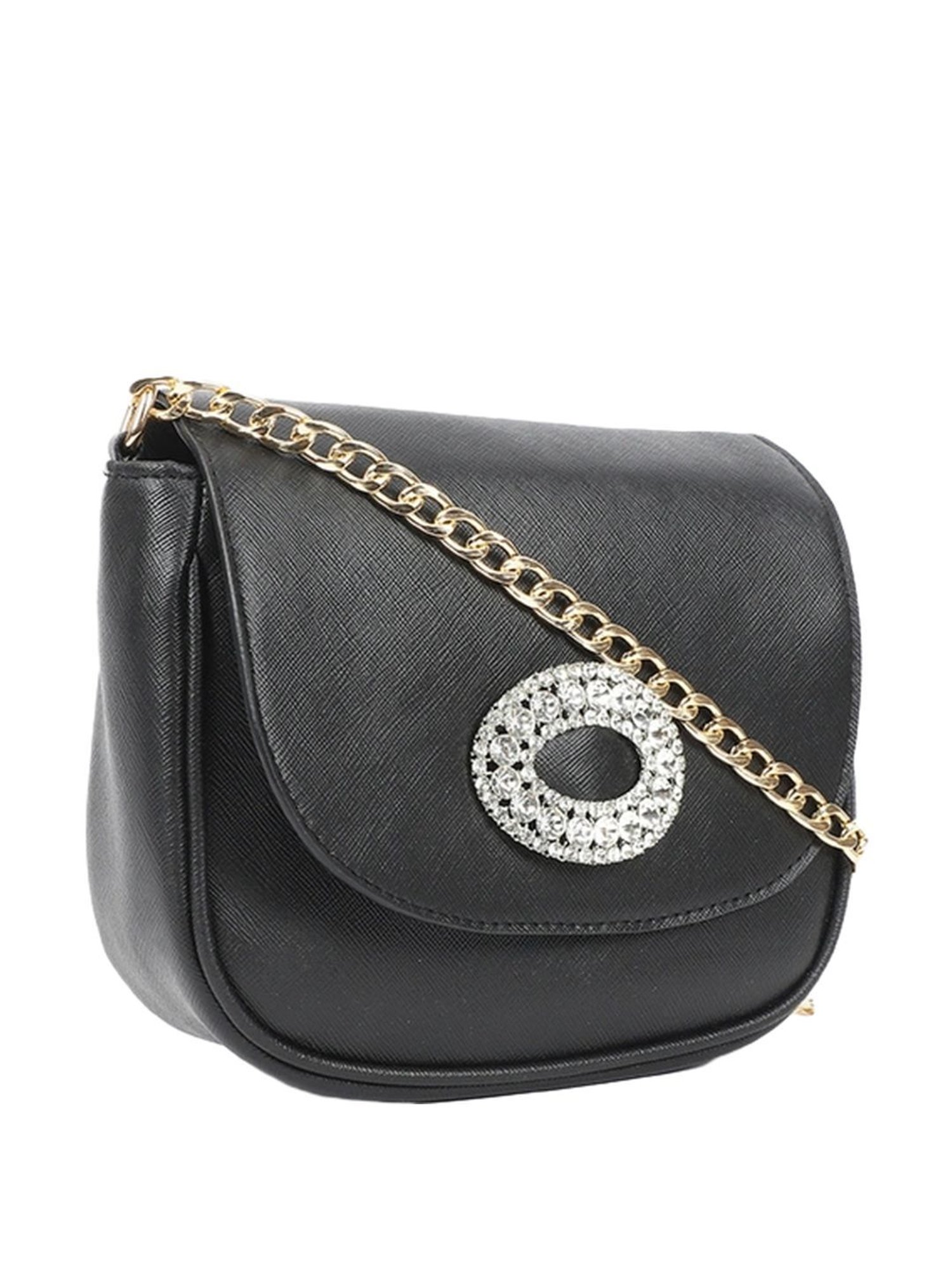 Carlton London Black Embellished Medium Sling Handbag