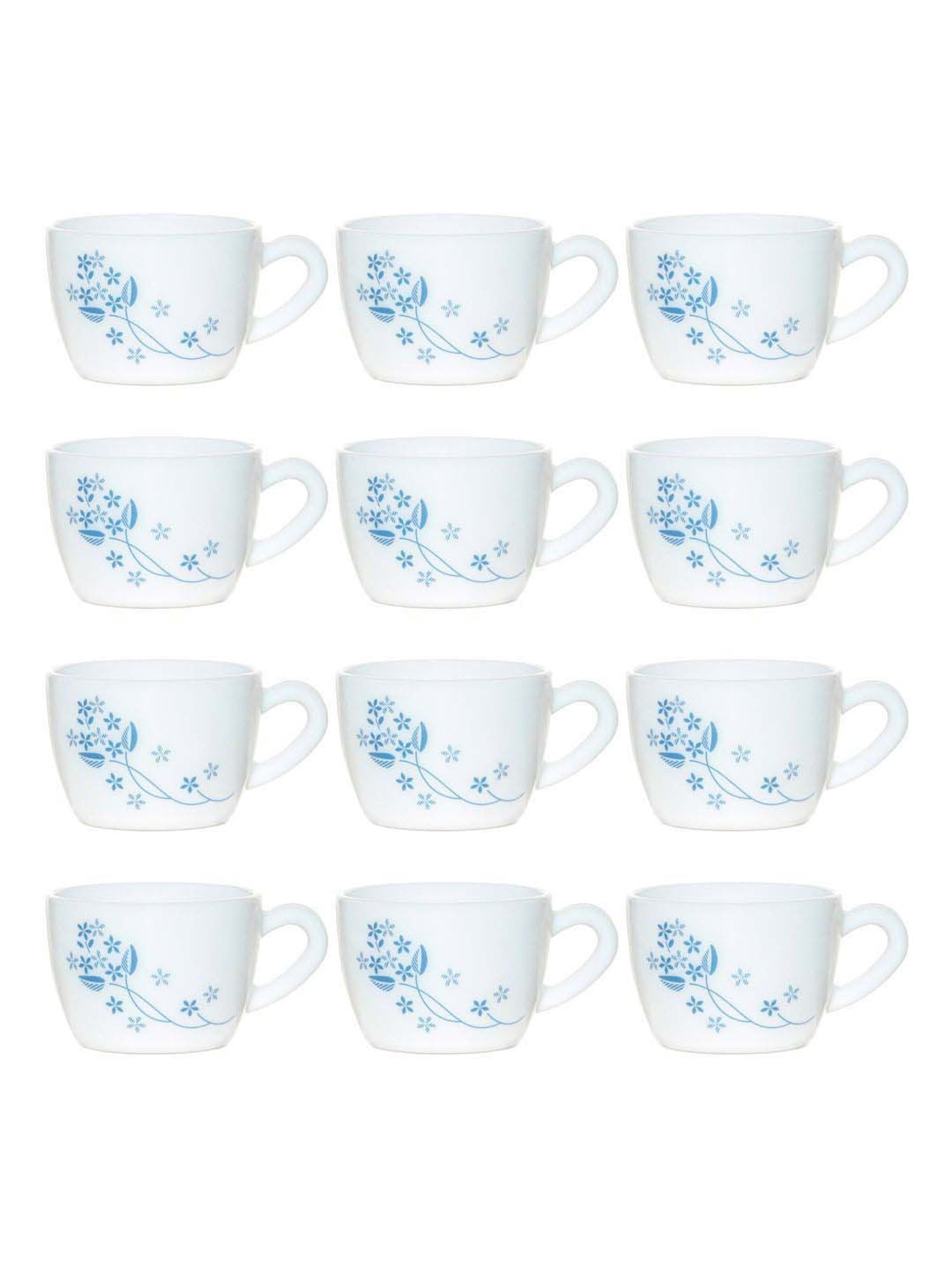 Cello White & Blue Glass Coffee Mug (0.13 L) - Set of 12