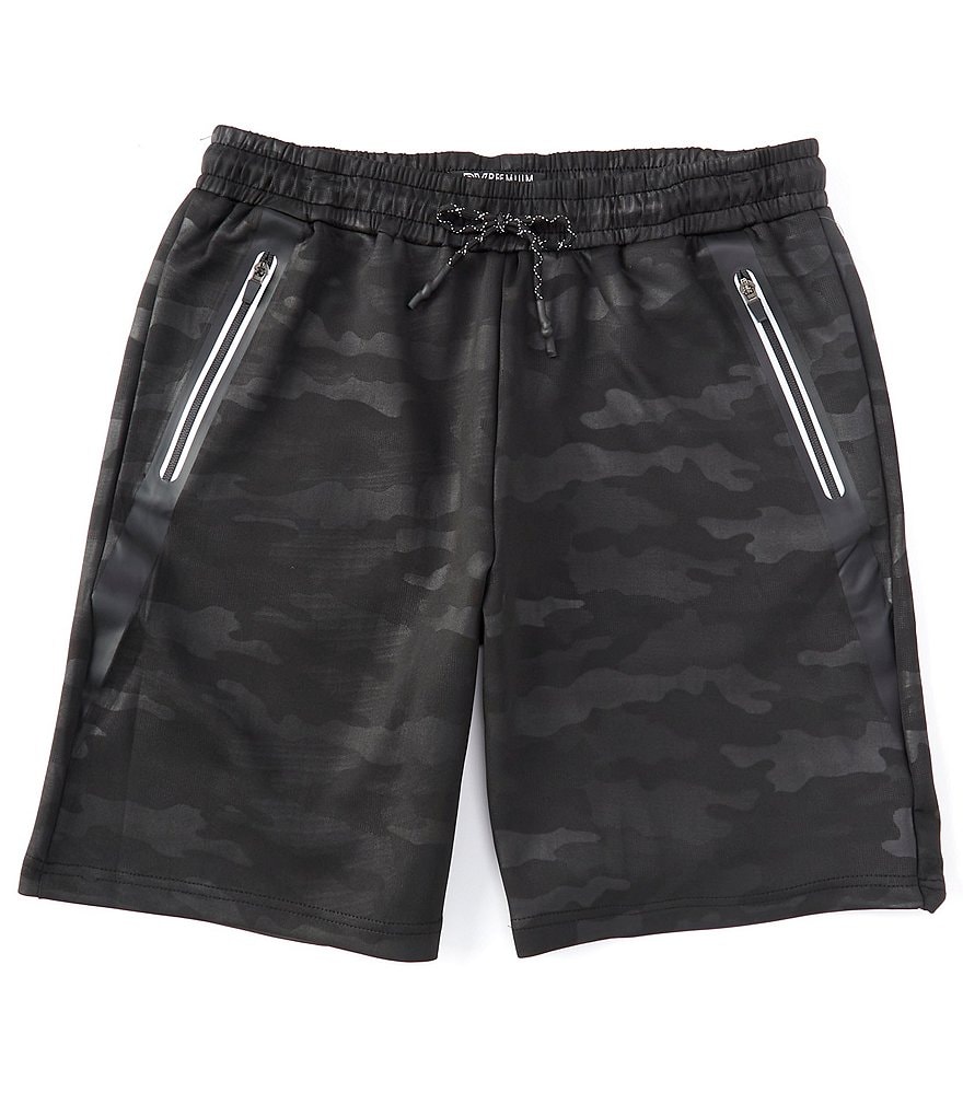 PX Clothing Drawstring Reflective Camo 9#double; Inseam Athletic Shorts