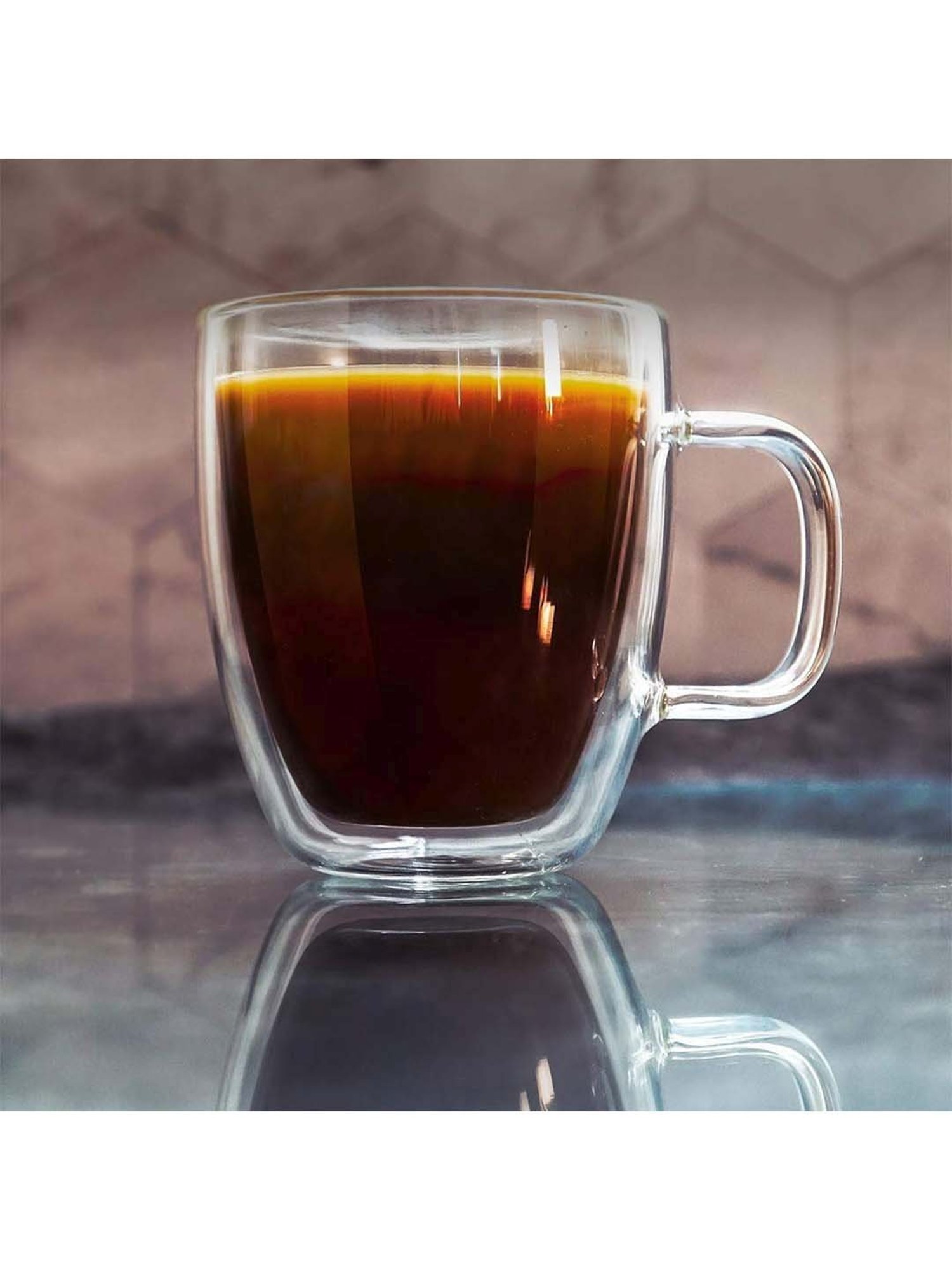 Femora Transparent Crystal Glass Coffee Mugs (170 ml) - Set of 6