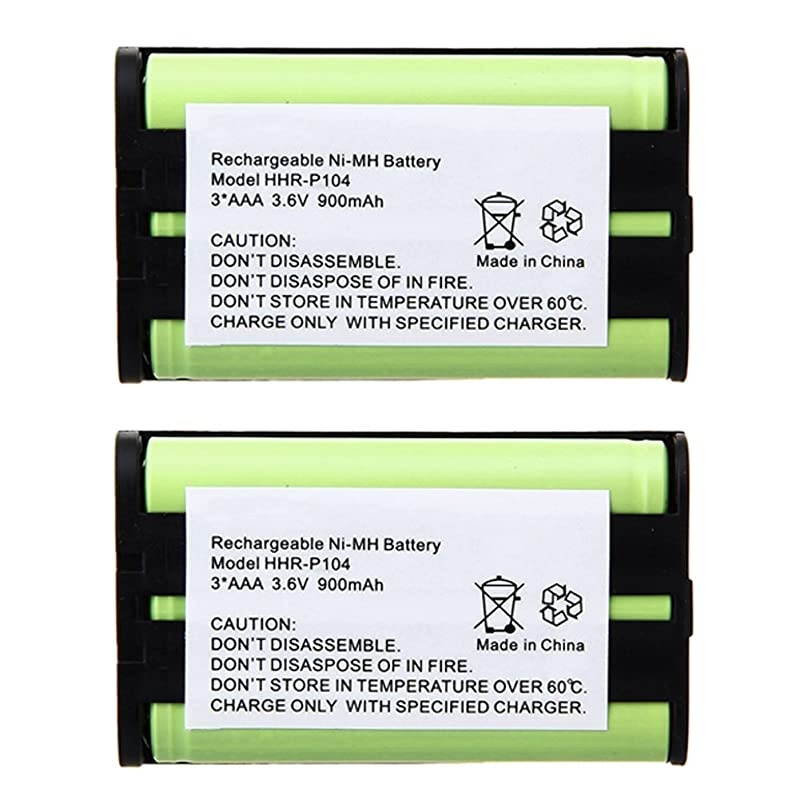 3.6V Rechargeable Ni-MH Battery for Panasonic Cordless Phone HHR-P104 HHR-P104A Type29 (2 Pack)