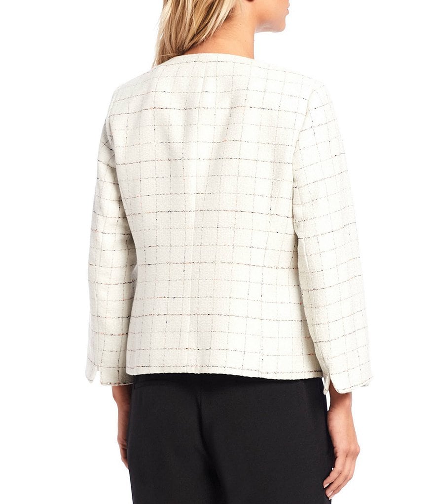 Kasper Novelty Tweed 3/4 Sleeve Open Front Jacket