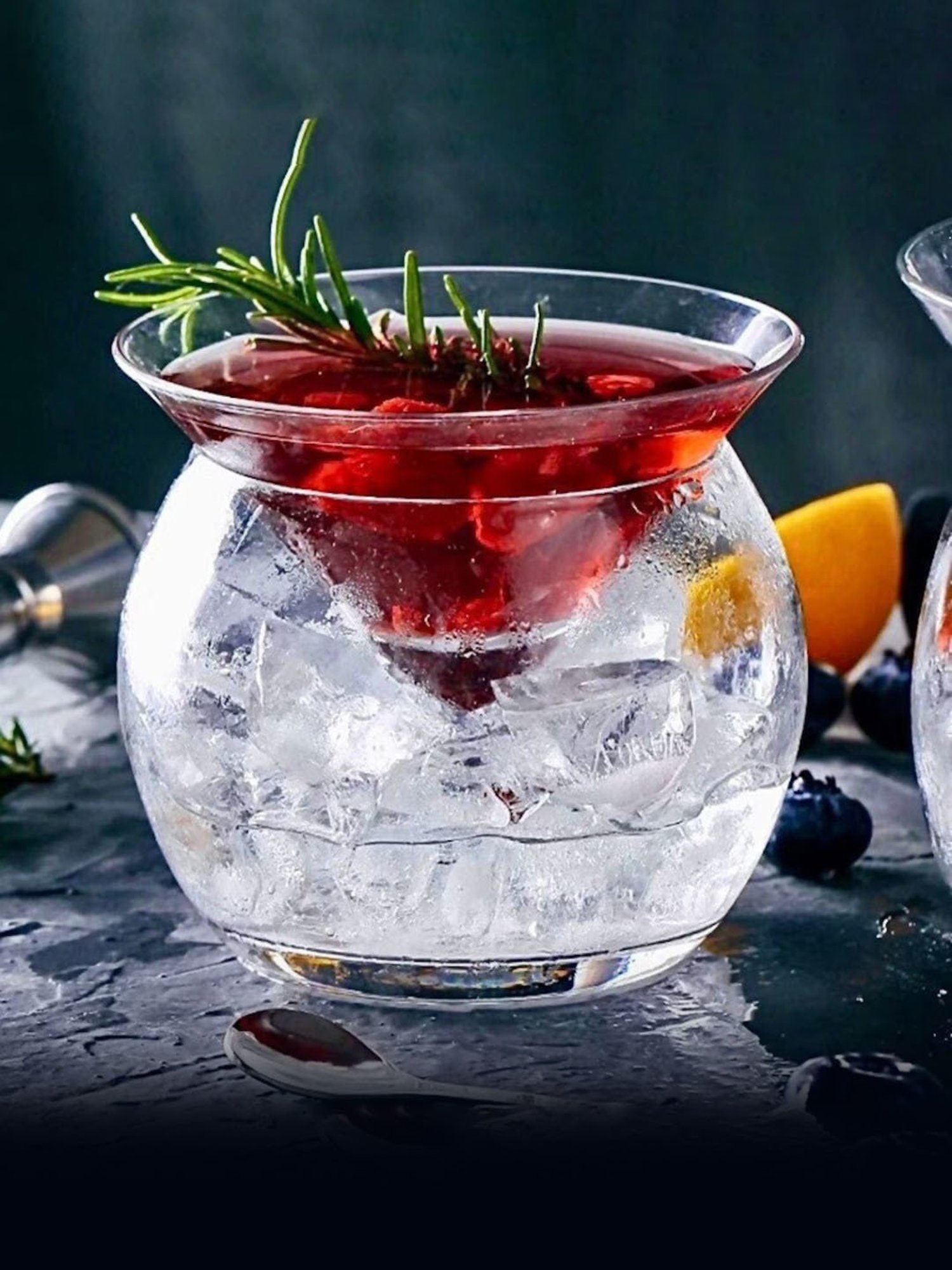 Melbify Chiller Transparent Cocktail Glass with Ice Holder Bowl 250ml - Set of 2