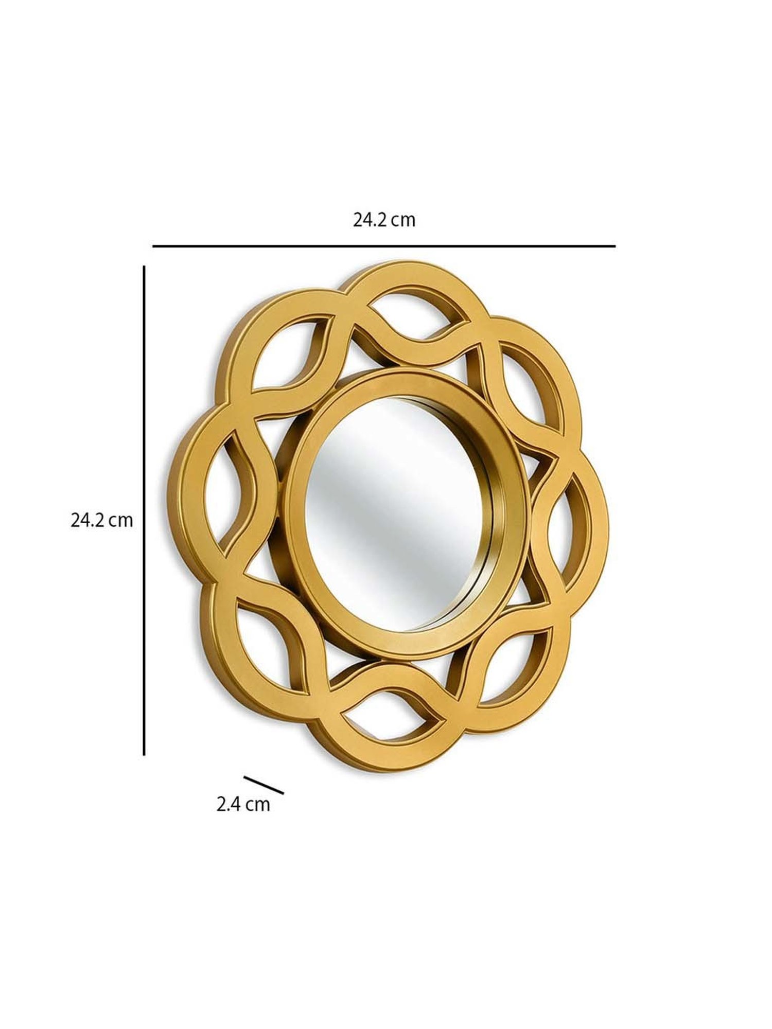 @home Gold Glass Floral Decorative Wall Mirrors - Set of 3