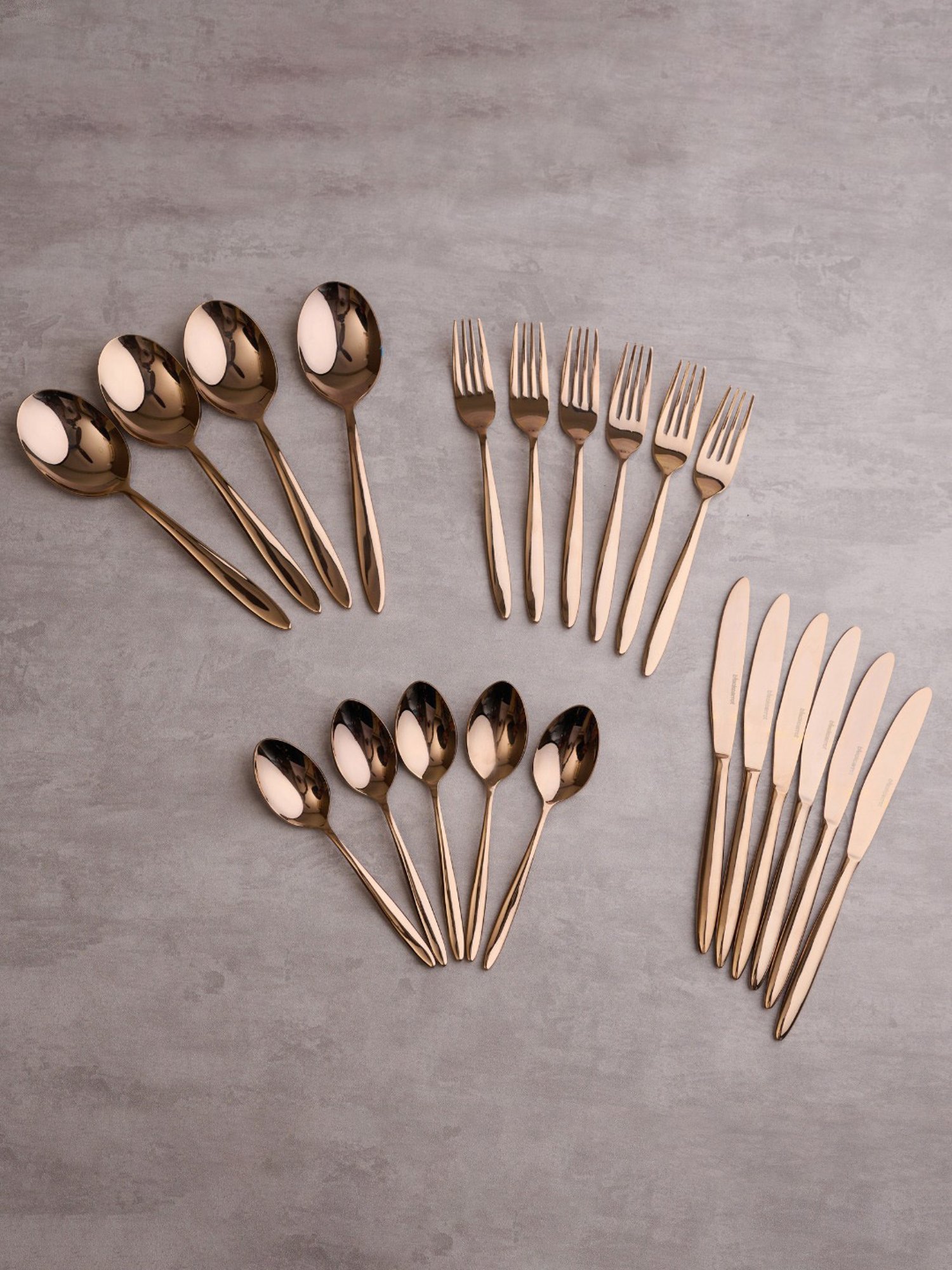 BlackCarrot 22 Pcs Rose Gold Stainless Steel Cutlery Set