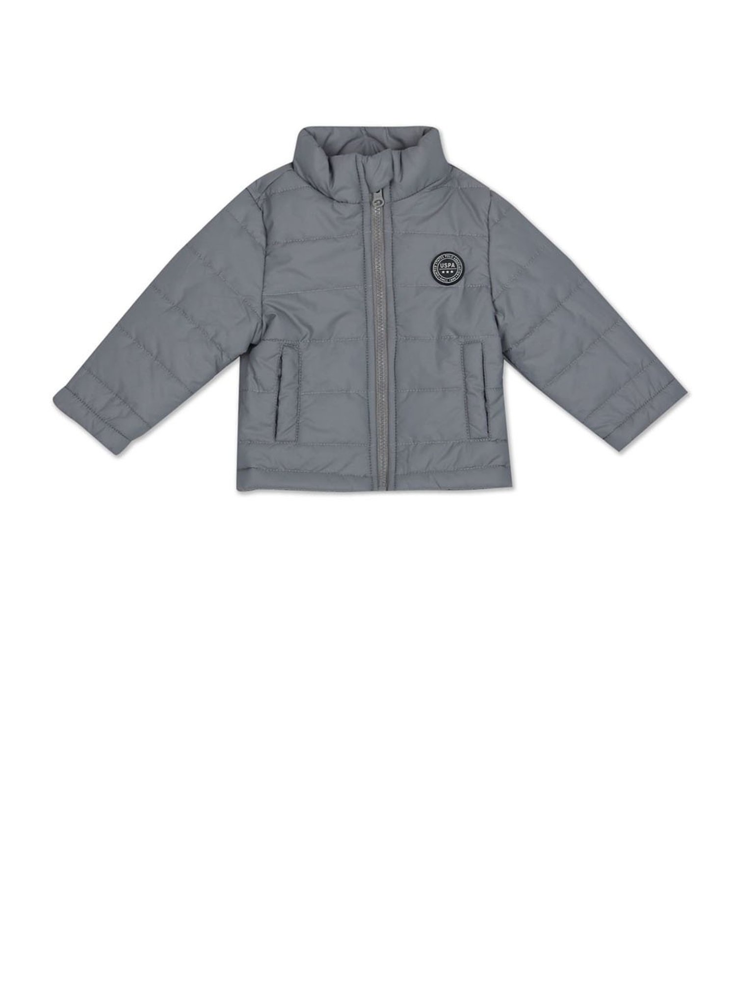 U.S. Polo Assn. Kids Light Grey Solid Full Sleeves Puffer Jacket