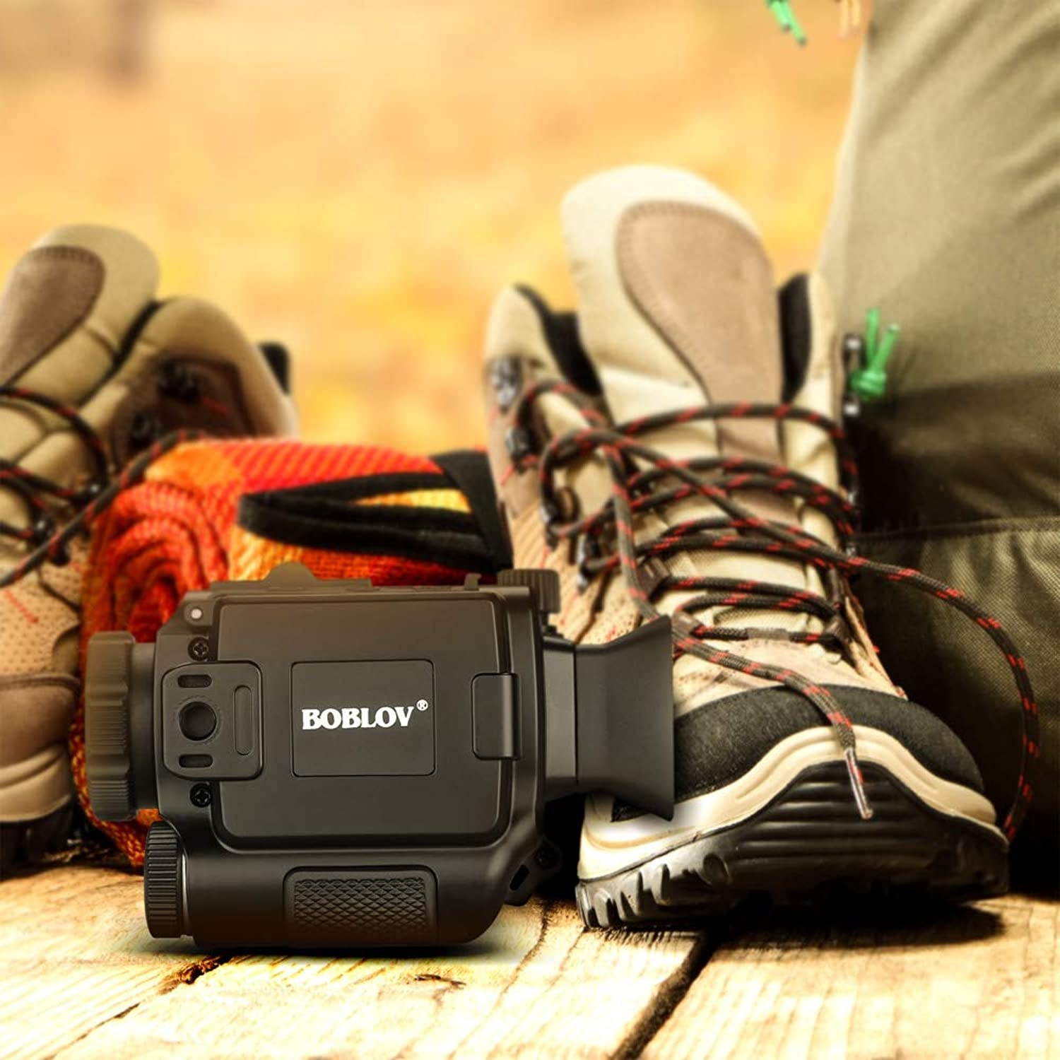 BOBLOV P4 Night Vision Monocular with 8GB Card 5X Digital Zoom Infrared Portable Night Vision Scope 200Yards Visible 1.5inch Screens for Hunting Forest Observe Wildlife Secenery (Black)