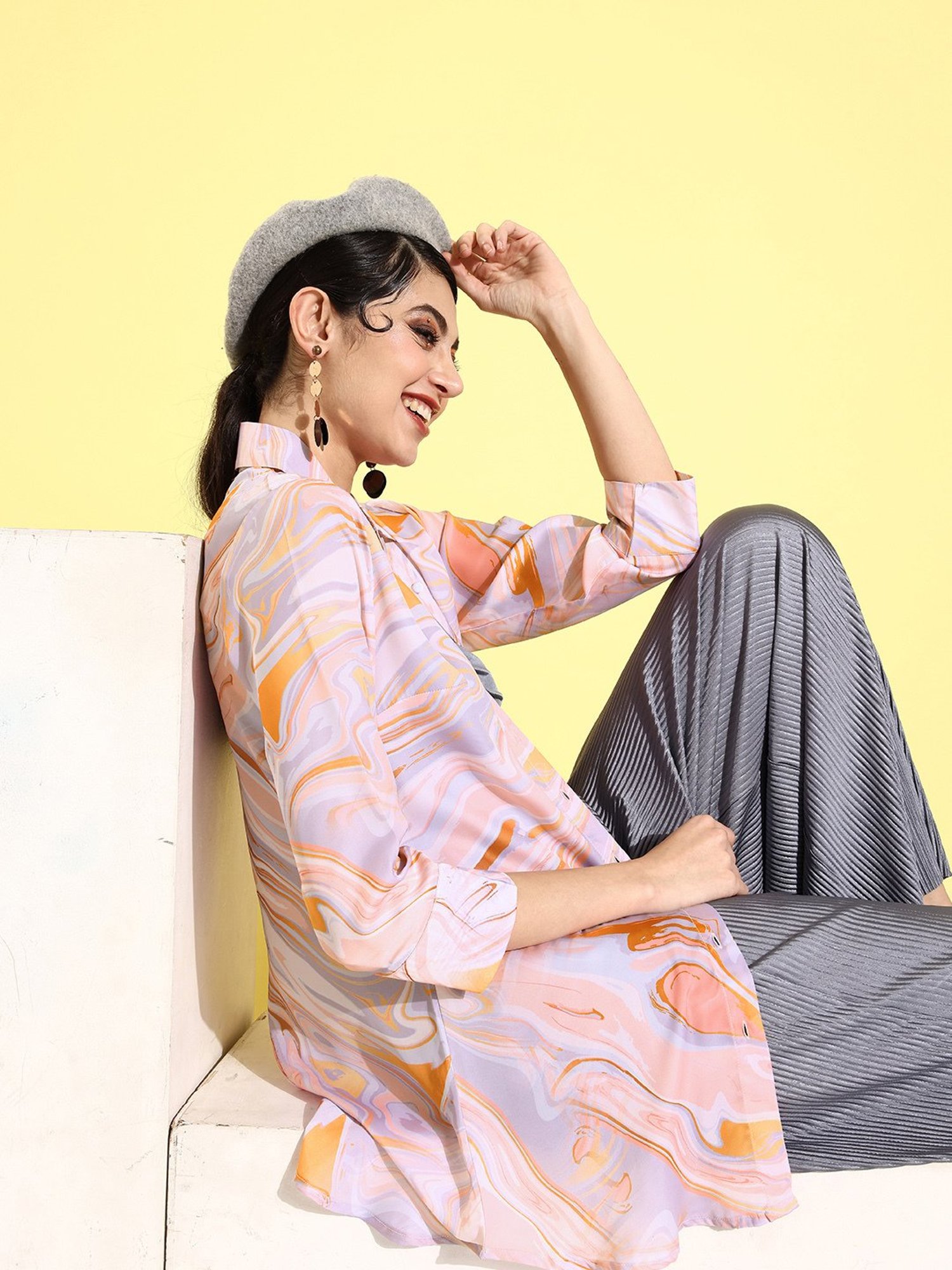 Anvi Be Yourself Pink Printed Shirt