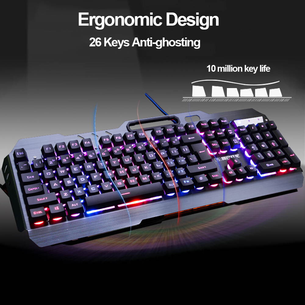 UrChoiceLtd 2017 Technology Orange Yellow LED Backlit Multimedia Ergonomic Usb Gaming Keyboard with a Phone Stand and Lighter Stand + 2000DPI Gaming Mouse + Gaming Mouse Pad For Laptop Computer