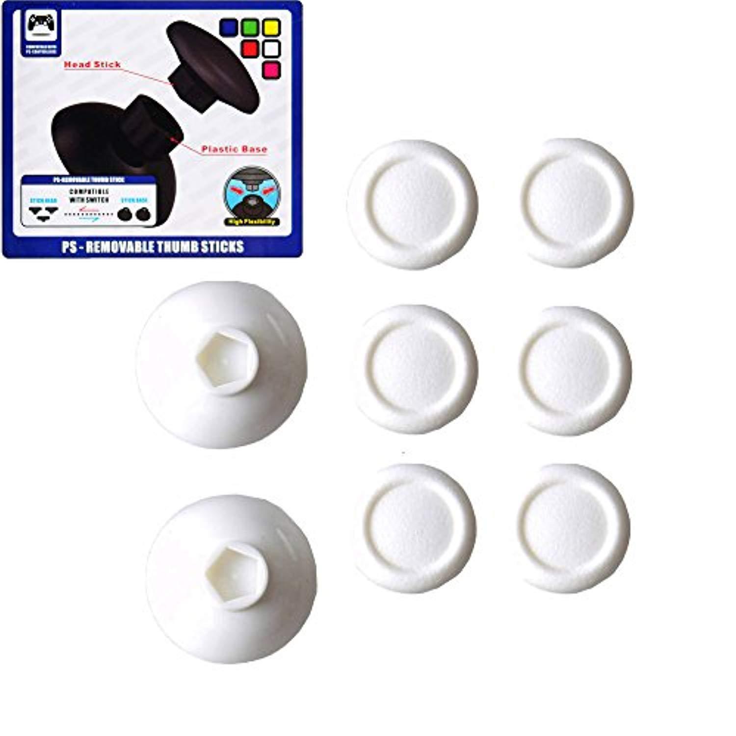 mcbazel 8 in 1 removable 9mm 7mm 4mm thumb stick thumbstick cap for dualshock 4 ps4 nintendo switch controller white