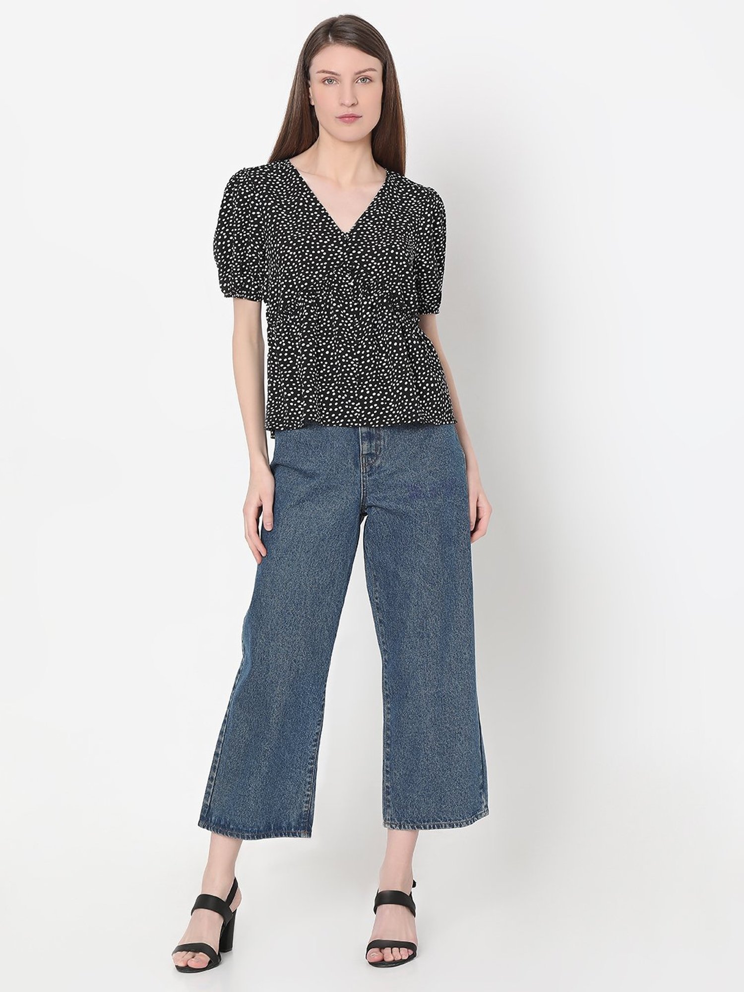 Vero Moda Black & White Printed Top