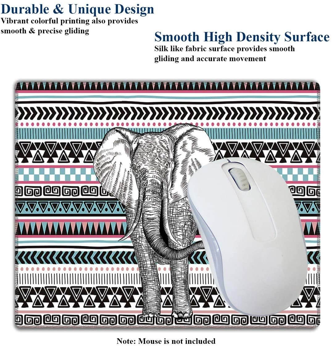 Meffort Inc Mouse Pad with Stitched Edges & Non-Slip Base, Smooth Silk Surface Gaming Mousepad - Elephant Wave Pattern