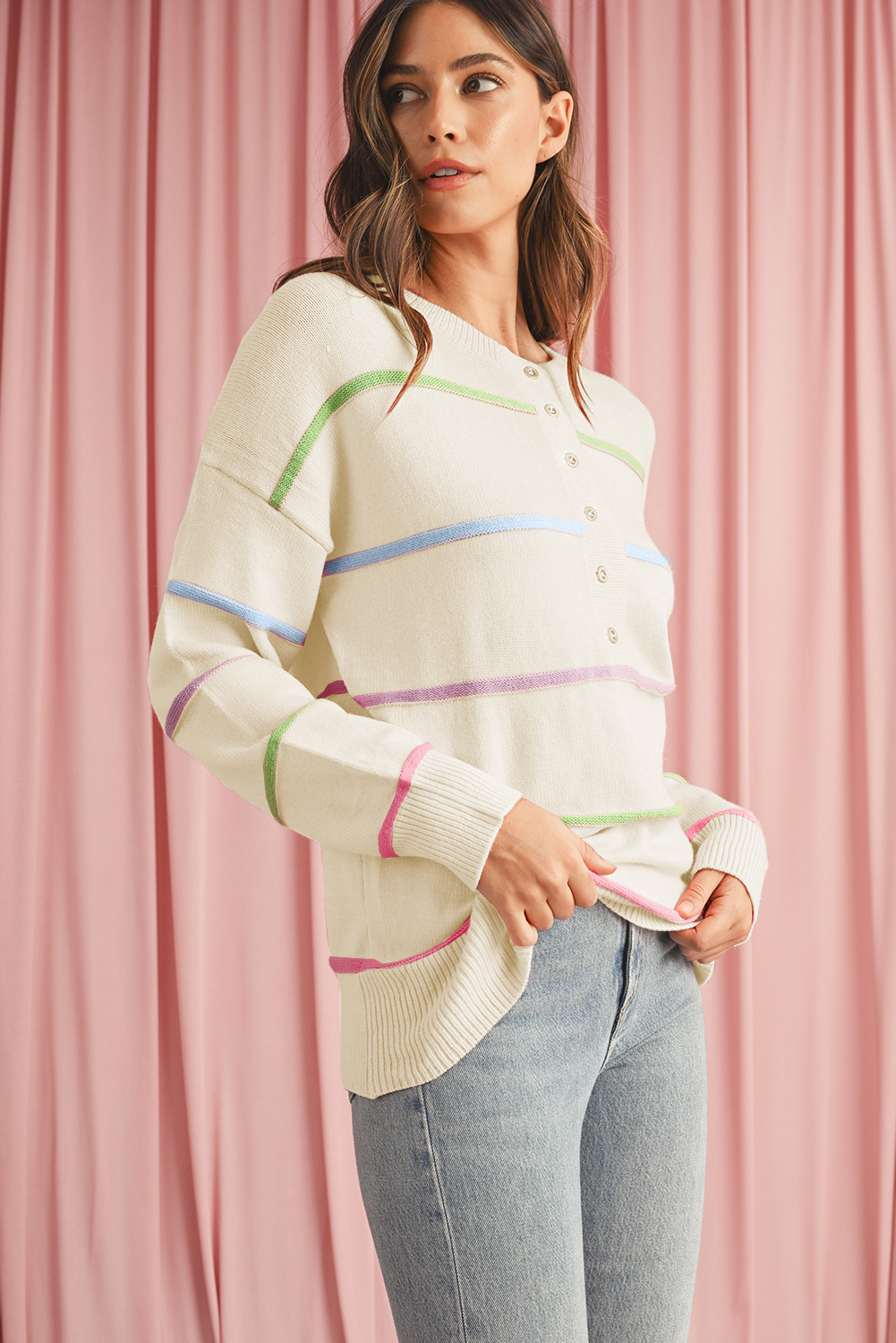 Pink Merry & Bright Pop Up Letter Waffle Knit Sweater