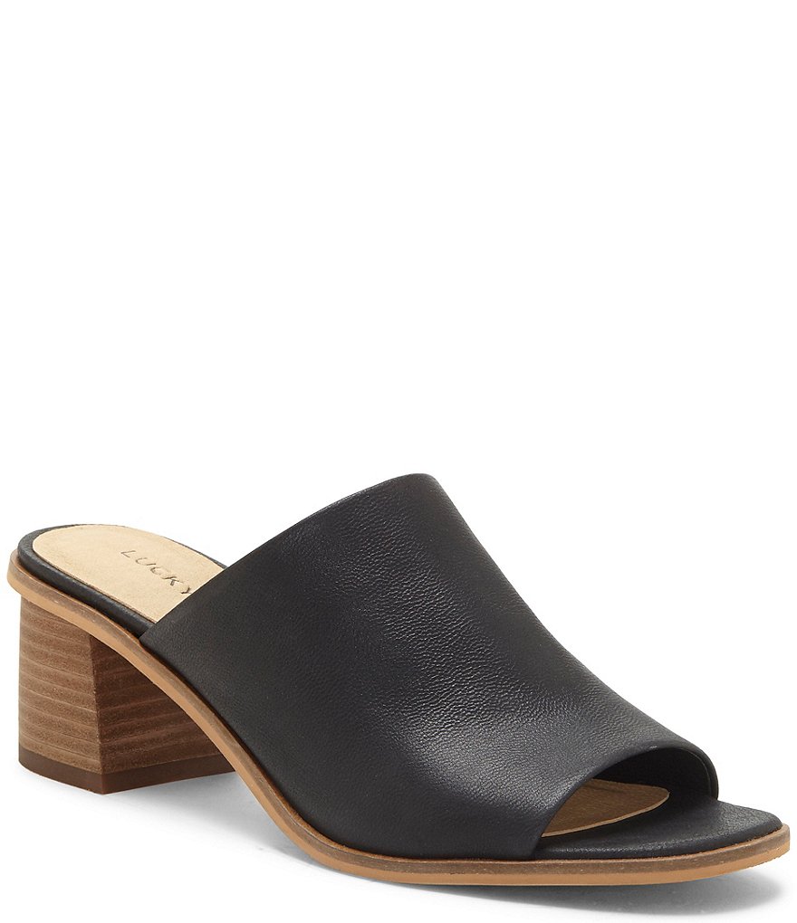 Lucky Brand Lutena Leather Block Heel Mules
