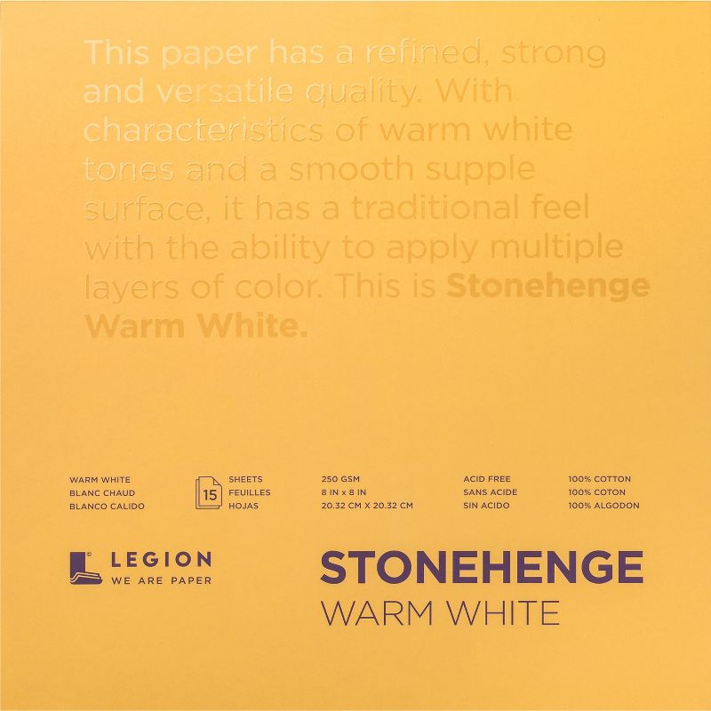 Stonehenge Paper Pad 8"X8" 15 Sheets/Pkg-Warm White 90lb
