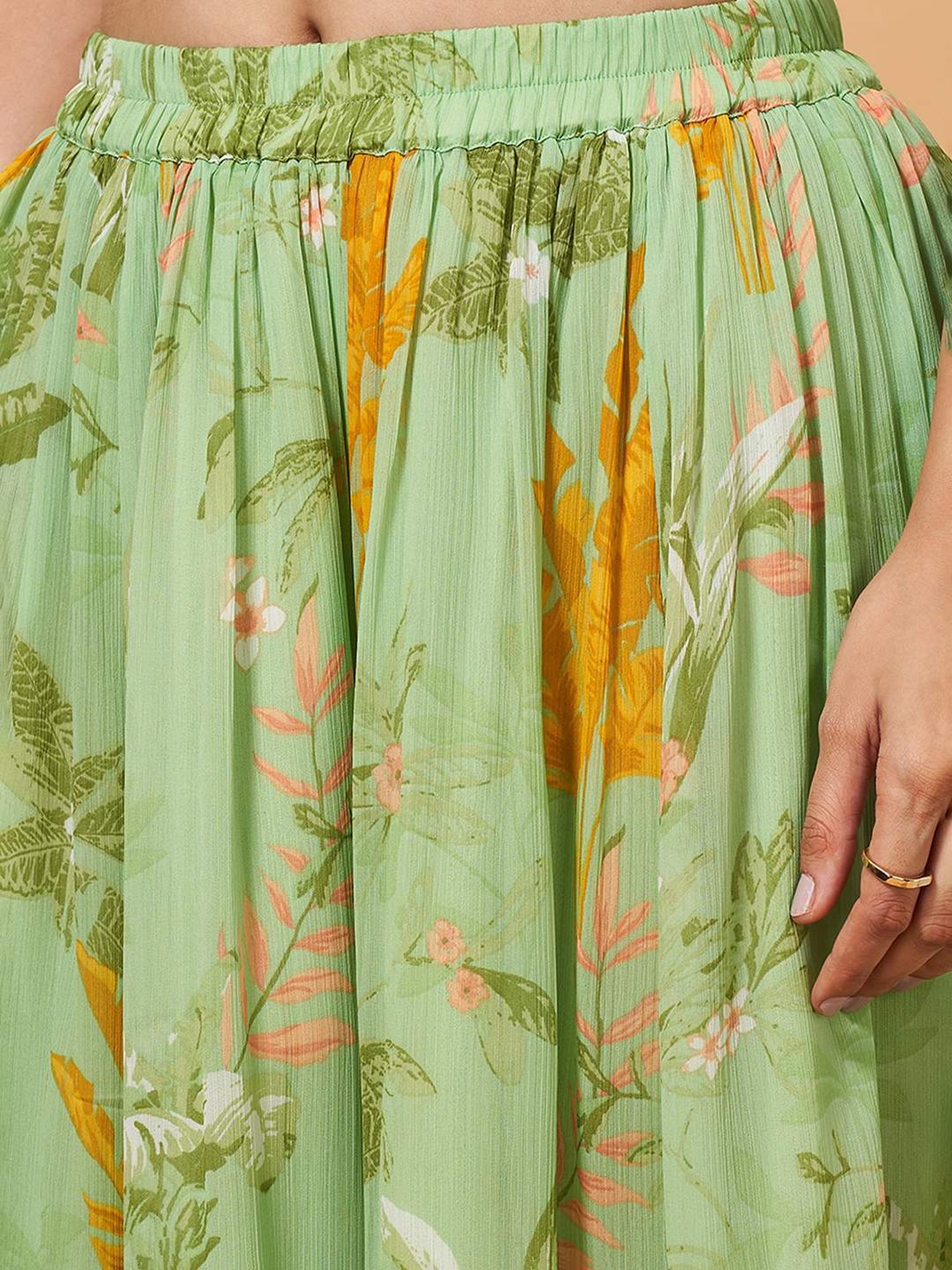 Marigold Lane Lime Green Regular Fit Top Palazzo Set