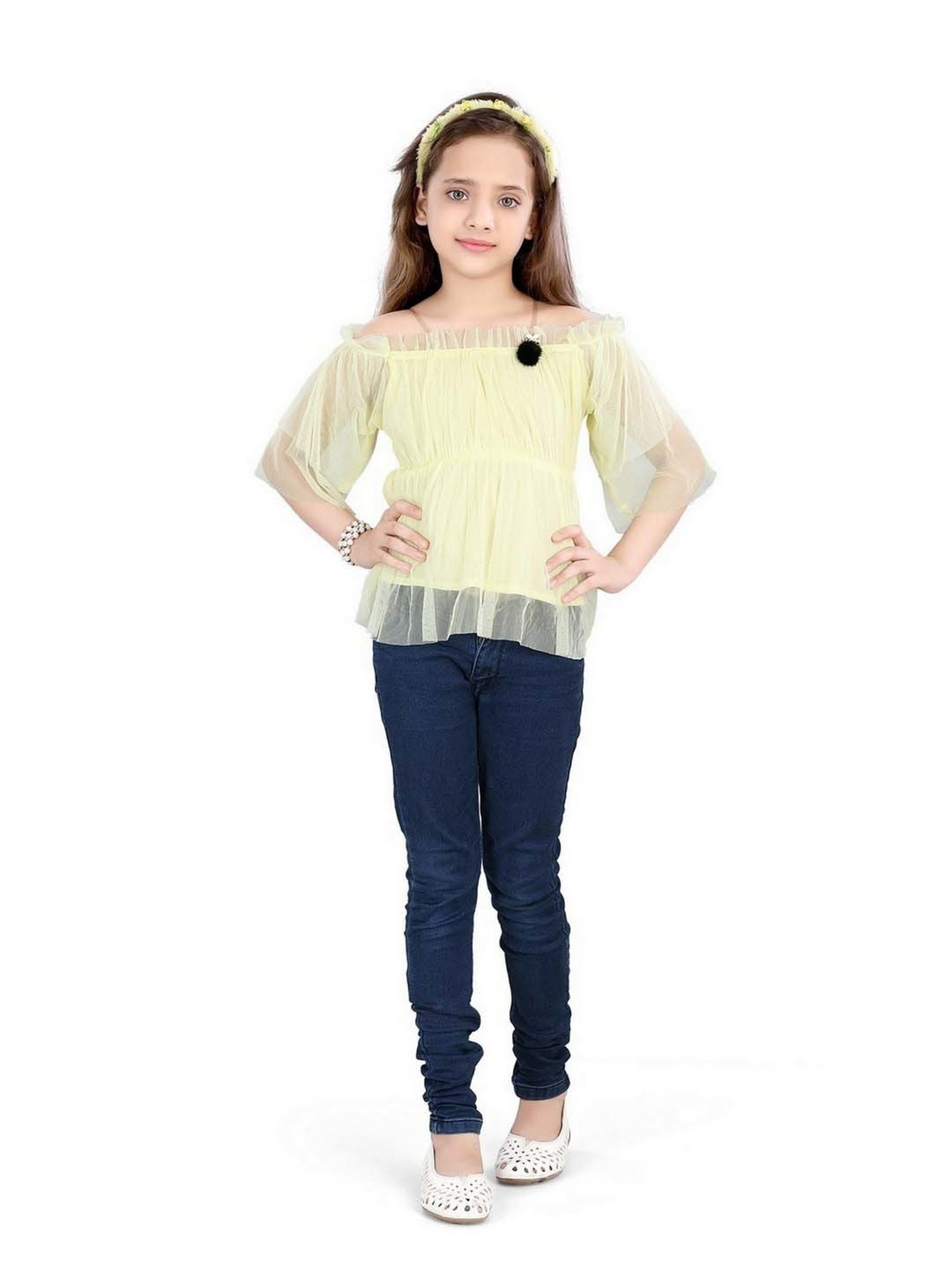 poplins Kids Yellow Cotton Regular Fit Top