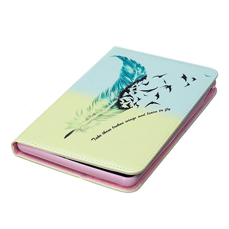 Case for Fire 7 2015  Kickstand Slim Fit Flip Cover with Card Slots Cash Holder Protective Case for  Kindle Fire 7 Display 5th Generation 2015 Release Feather