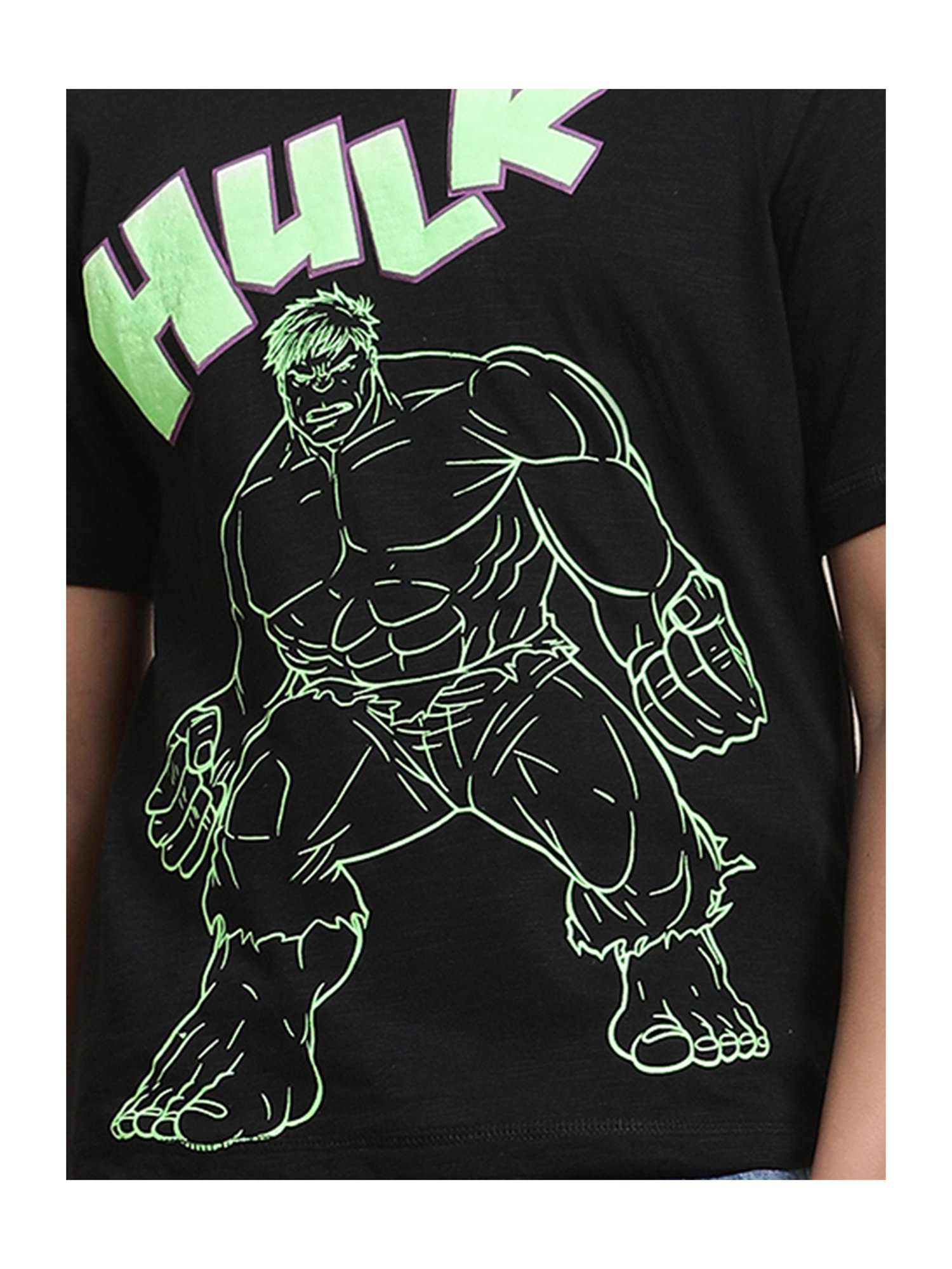 Kidsville Hulk Printed Black Regular Fit T-Shirt For Boys