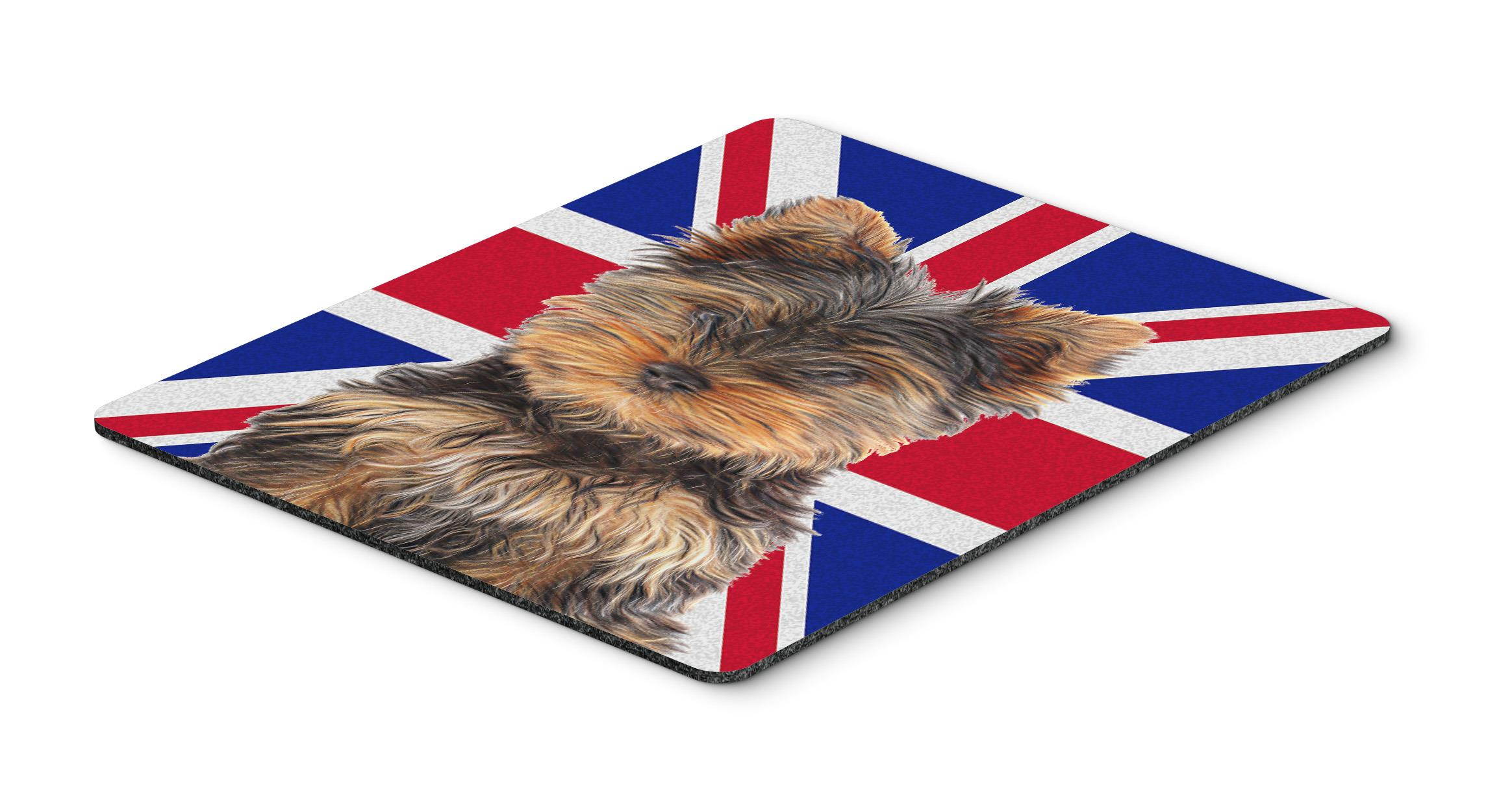 Yorkie Puppy / Yorkshire Terrier with English Union Jack British Flag Mouse Pad, Hot Pad or Trivet KJ1167MP