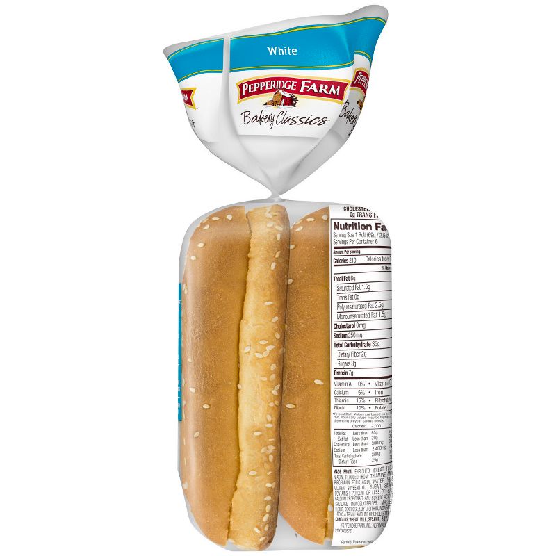 Pepperidge Farm Bakery Classics White with Sesame Seeds Hoagie Rolls - 14.5oz/6ct